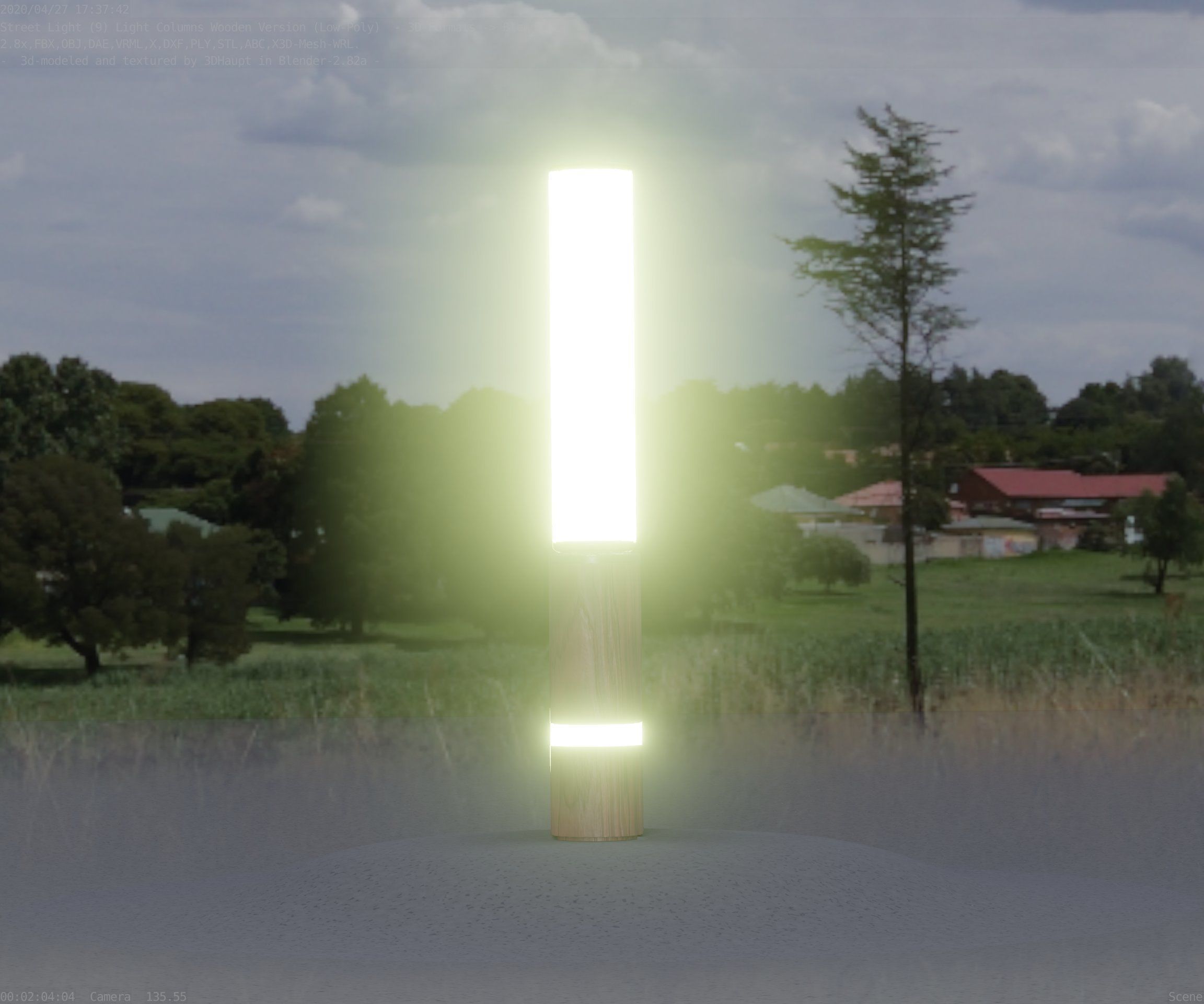 Low-Poly Wood Light-Column - 30 Street-Light Set-9  Low-poly 3D model_80