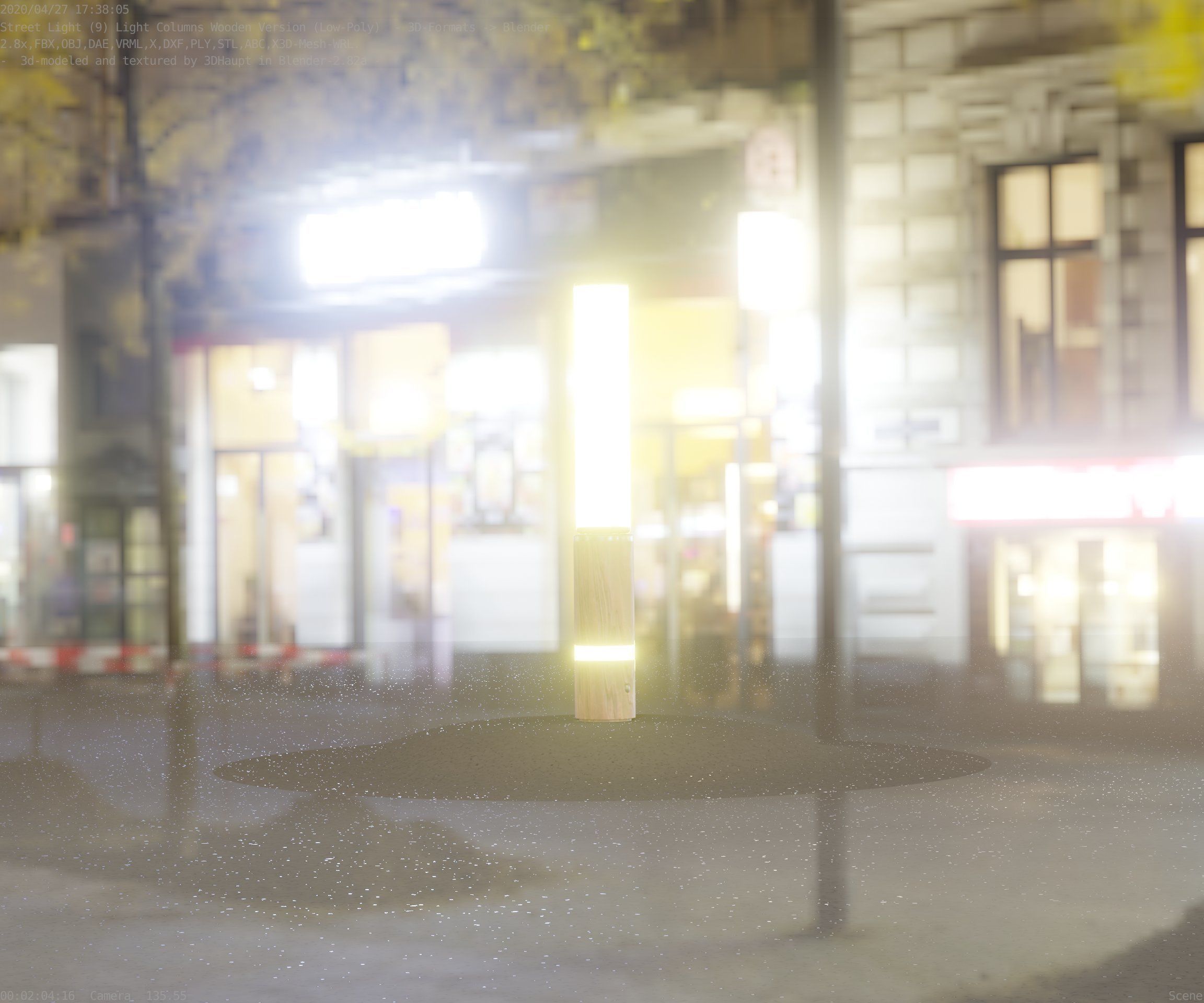 Low-Poly Wood Light-Column - 30 Street-Light Set-9  Low-poly 3D model_92