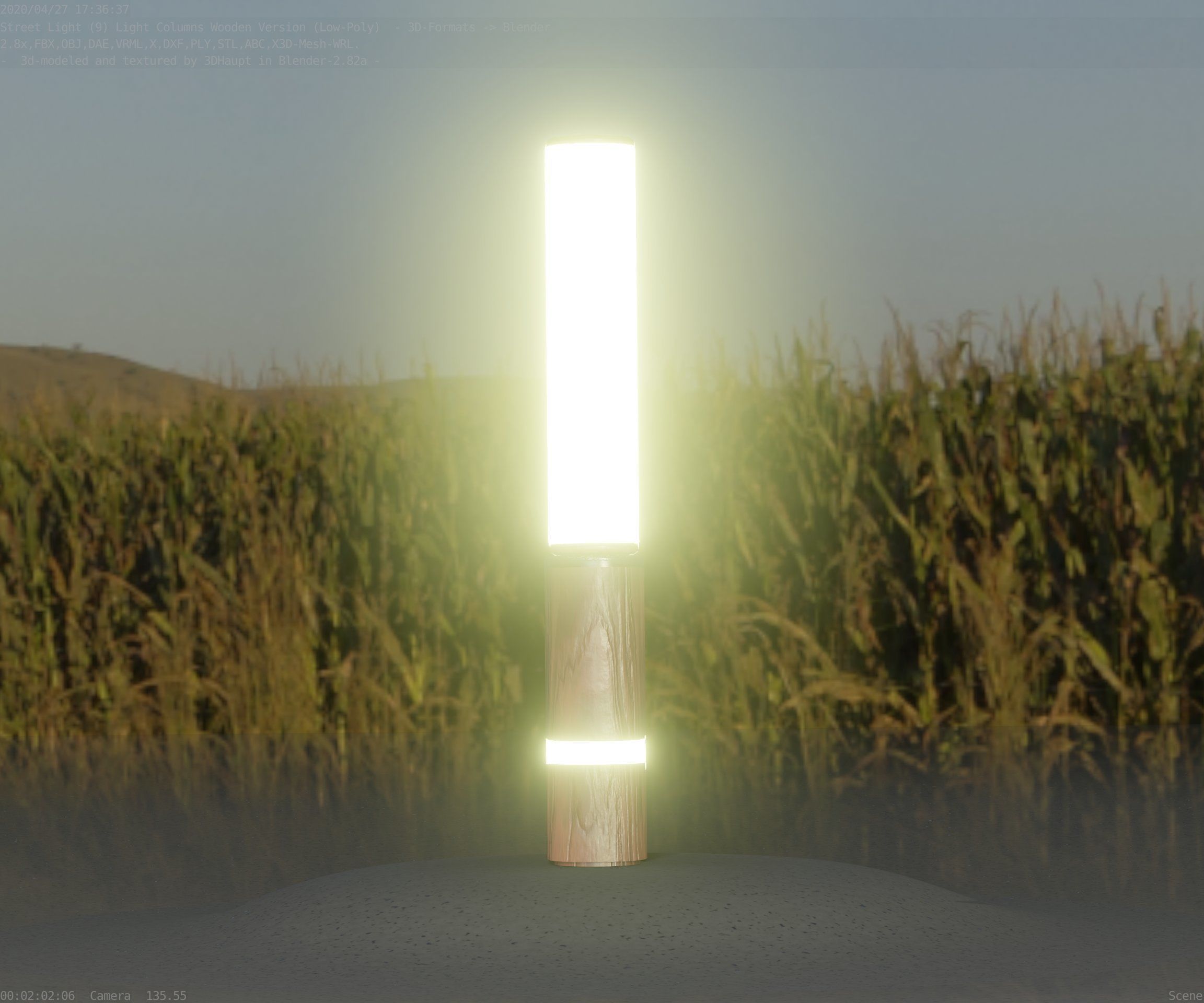 Low-Poly Wood Light-Column - 30 Street-Light Set-9  Low-poly 3D model_34