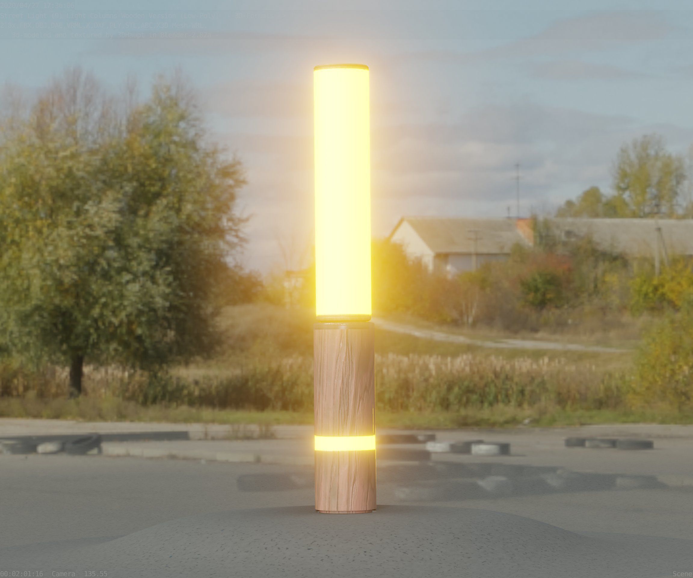 Low-Poly Wood Light-Column - 30 Street-Light Set-9  Low-poly 3D model_20
