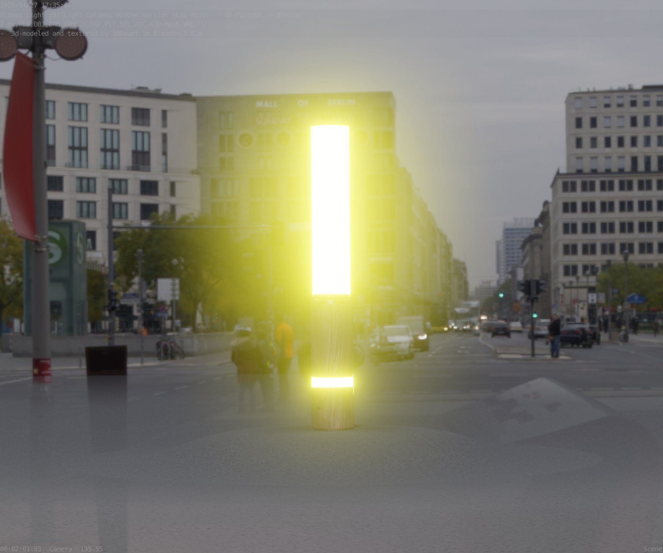 Low-Poly Wood Light-Column - 30 Street-Light Set-9  Low-poly 3D model_7