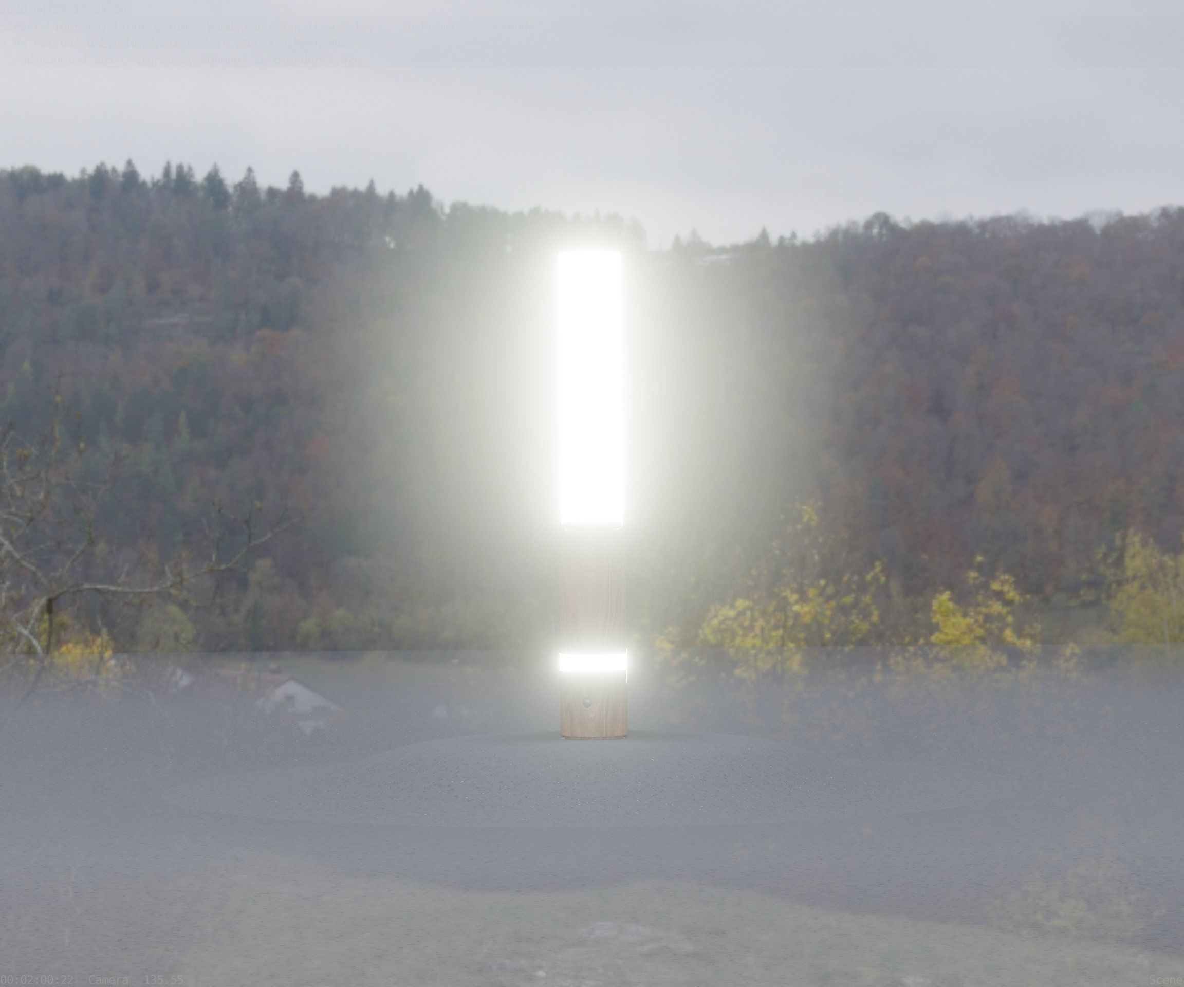 Low-Poly Wood Light-Column - 30 Street-Light Set-9  Low-poly 3D model_2