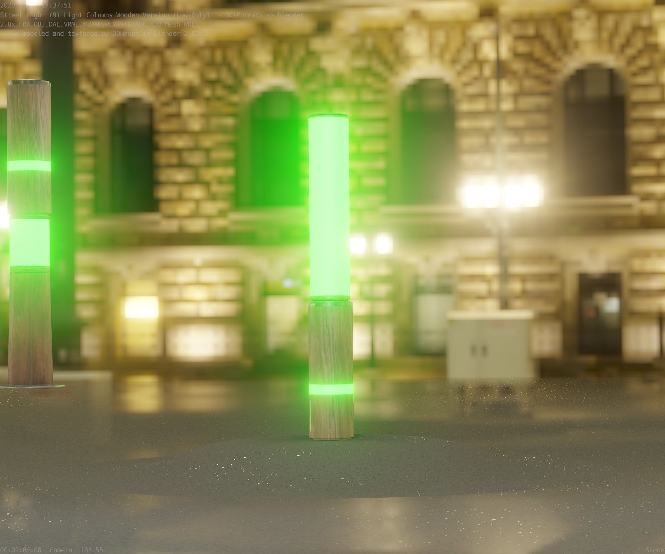 Low-Poly Wood Light-Column - 30 Street-Light Set-9  Low-poly 3D model_84