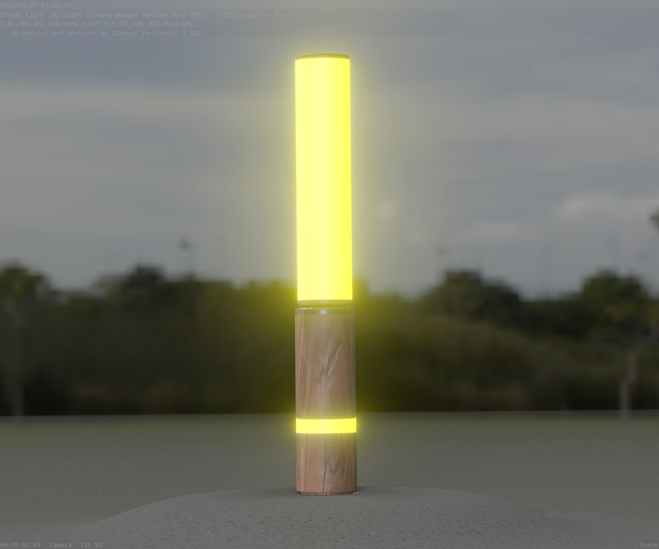 Low-Poly Wood Light-Column - 30 Street-Light Set-9  Low-poly 3D model_29