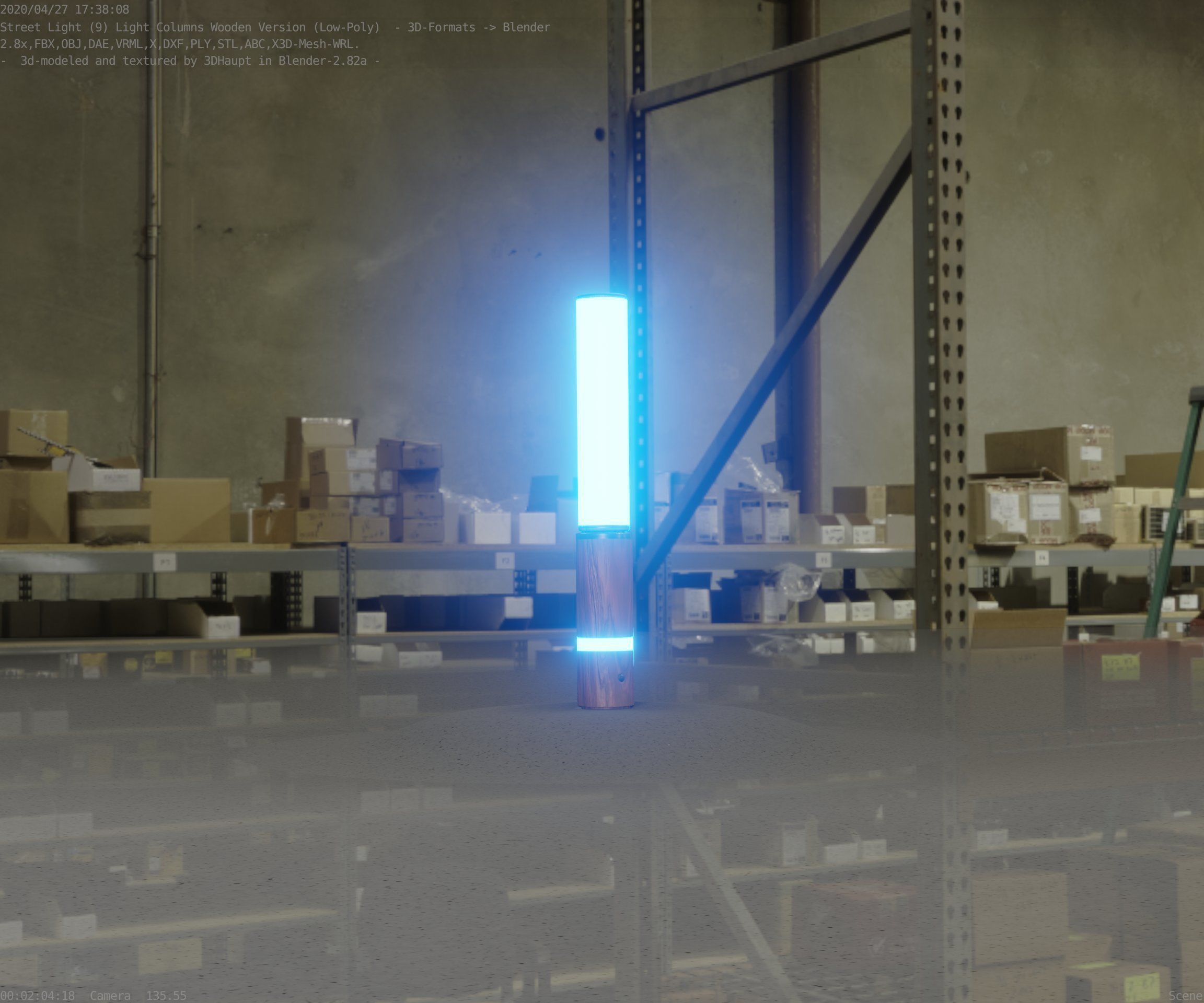 Low-Poly Wood Light-Column - 30 Street-Light Set-9  Low-poly 3D model_94