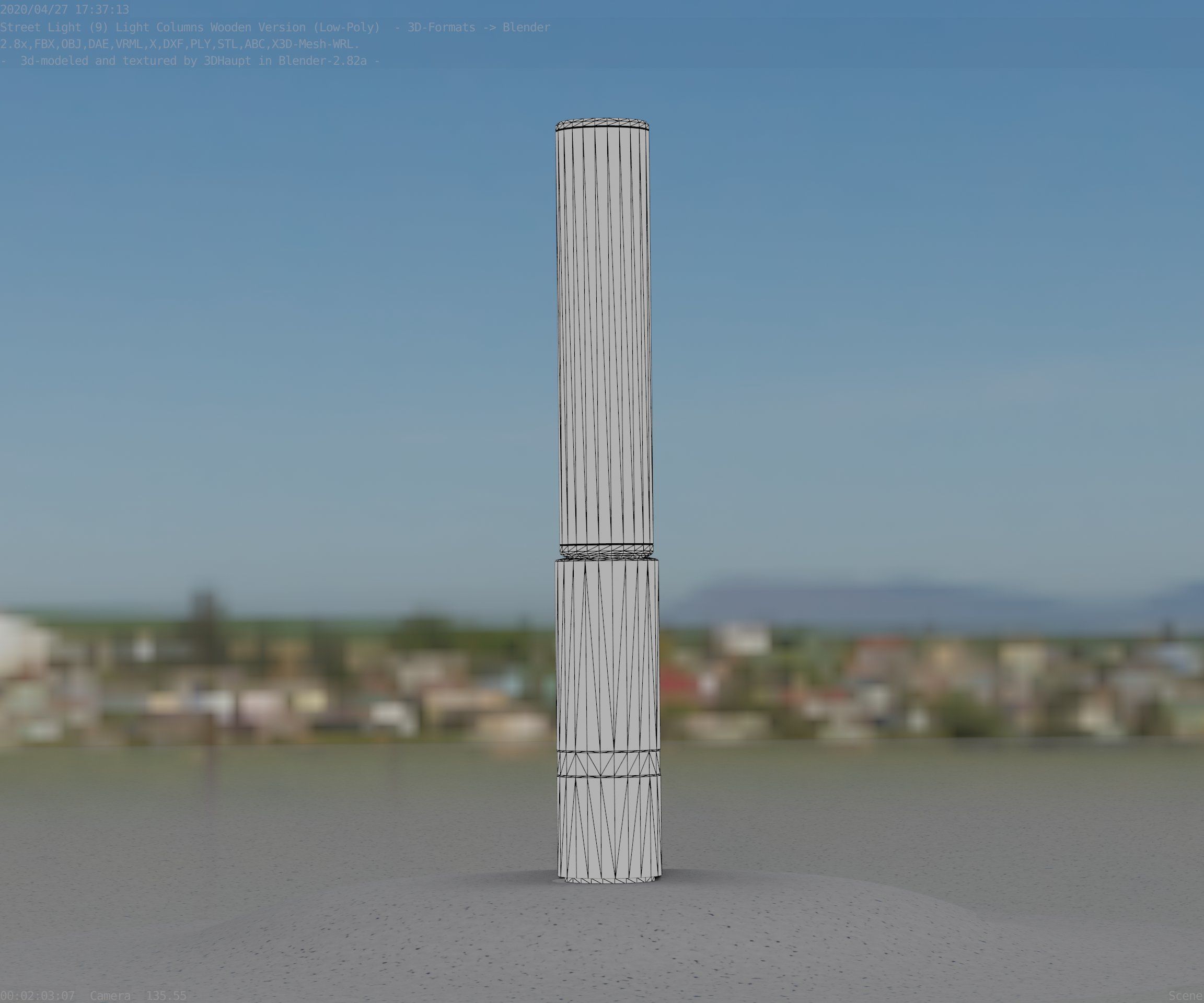 Low-Poly Wood Light-Column - 30 Street-Light Set-9  Low-poly 3D model_59