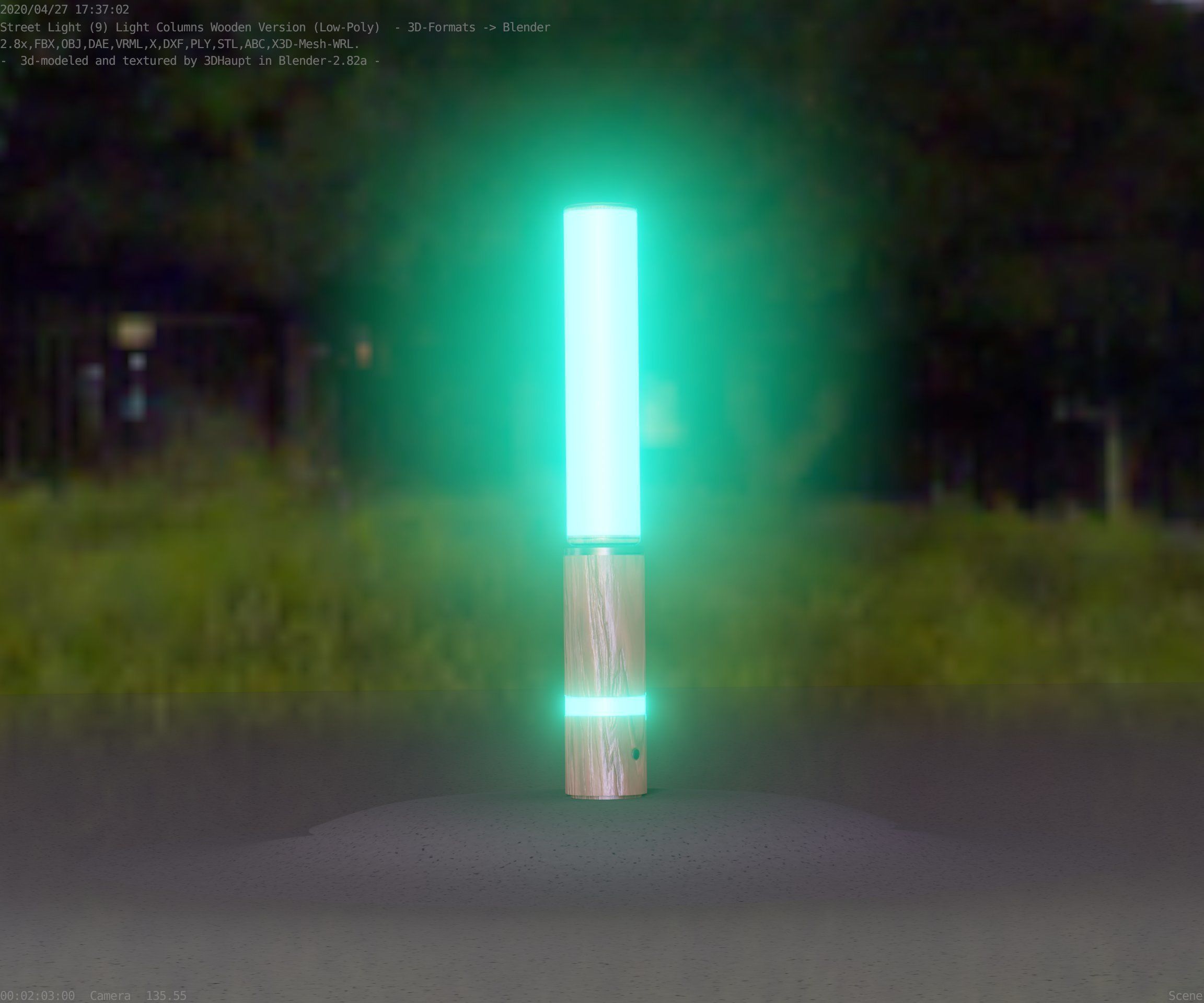 Low-Poly Wood Light-Column - 30 Street-Light Set-9  Low-poly 3D model_52