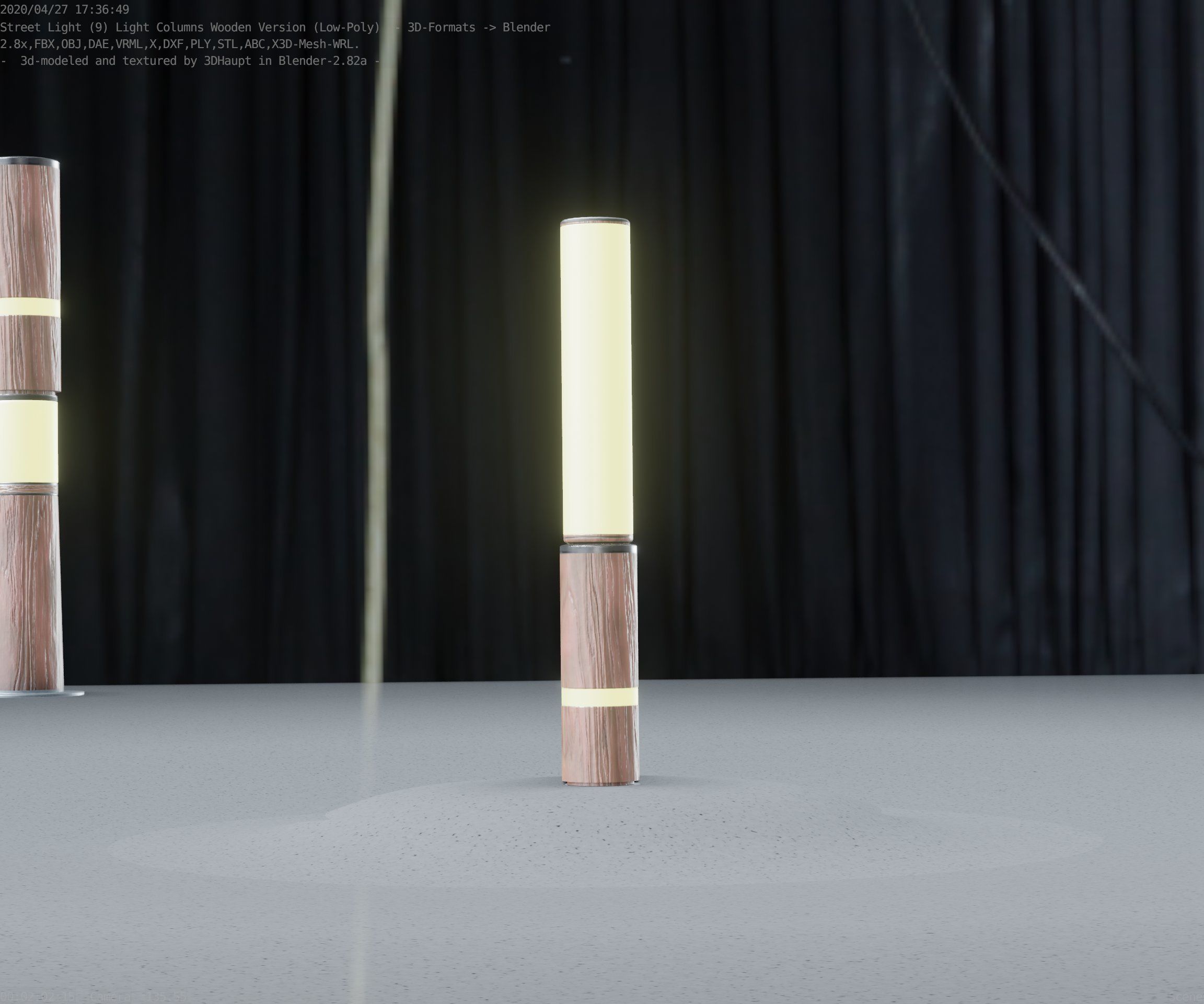 Low-Poly Wood Light-Column - 30 Street-Light Set-9  Low-poly 3D model_43