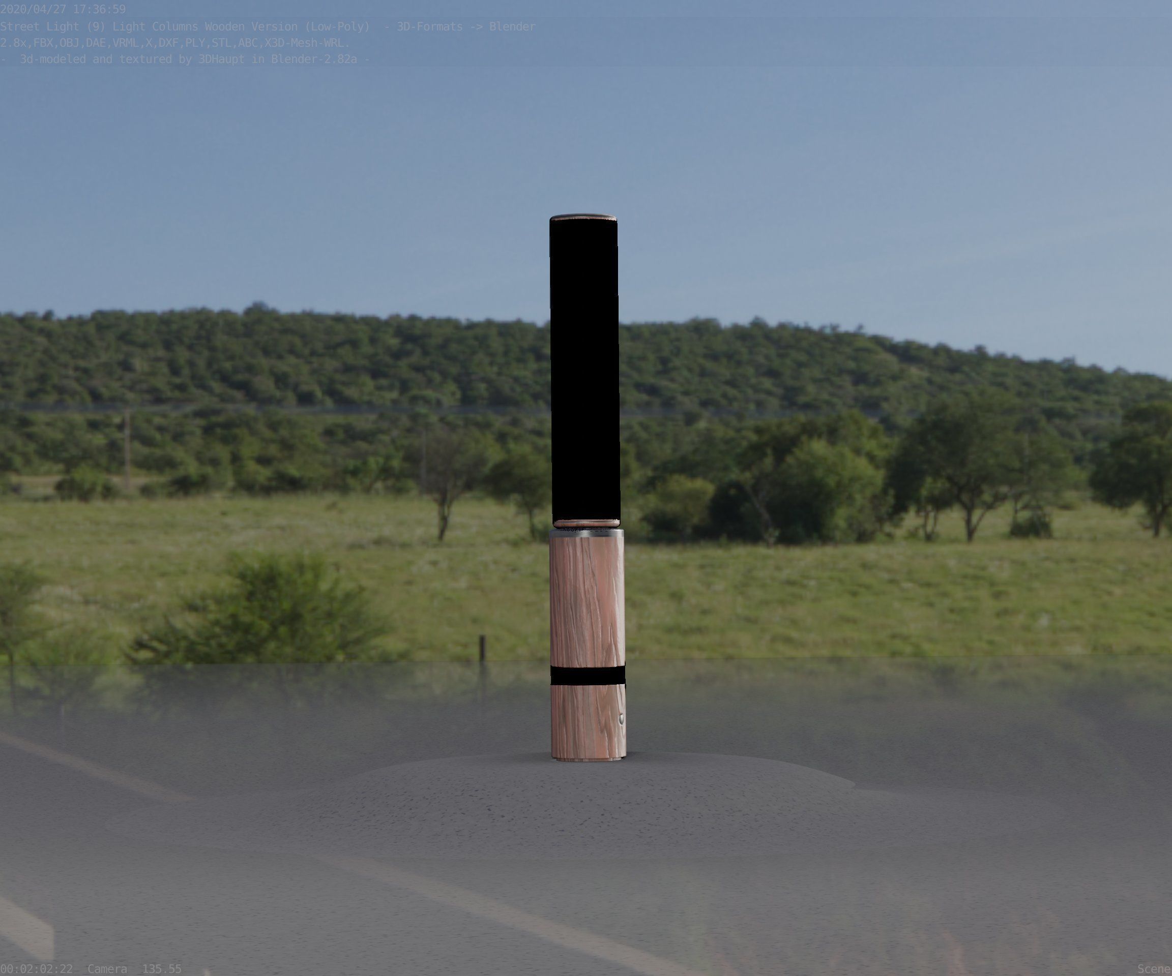 Low-Poly Wood Light-Column - 30 Street-Light Set-9  Low-poly 3D model_50