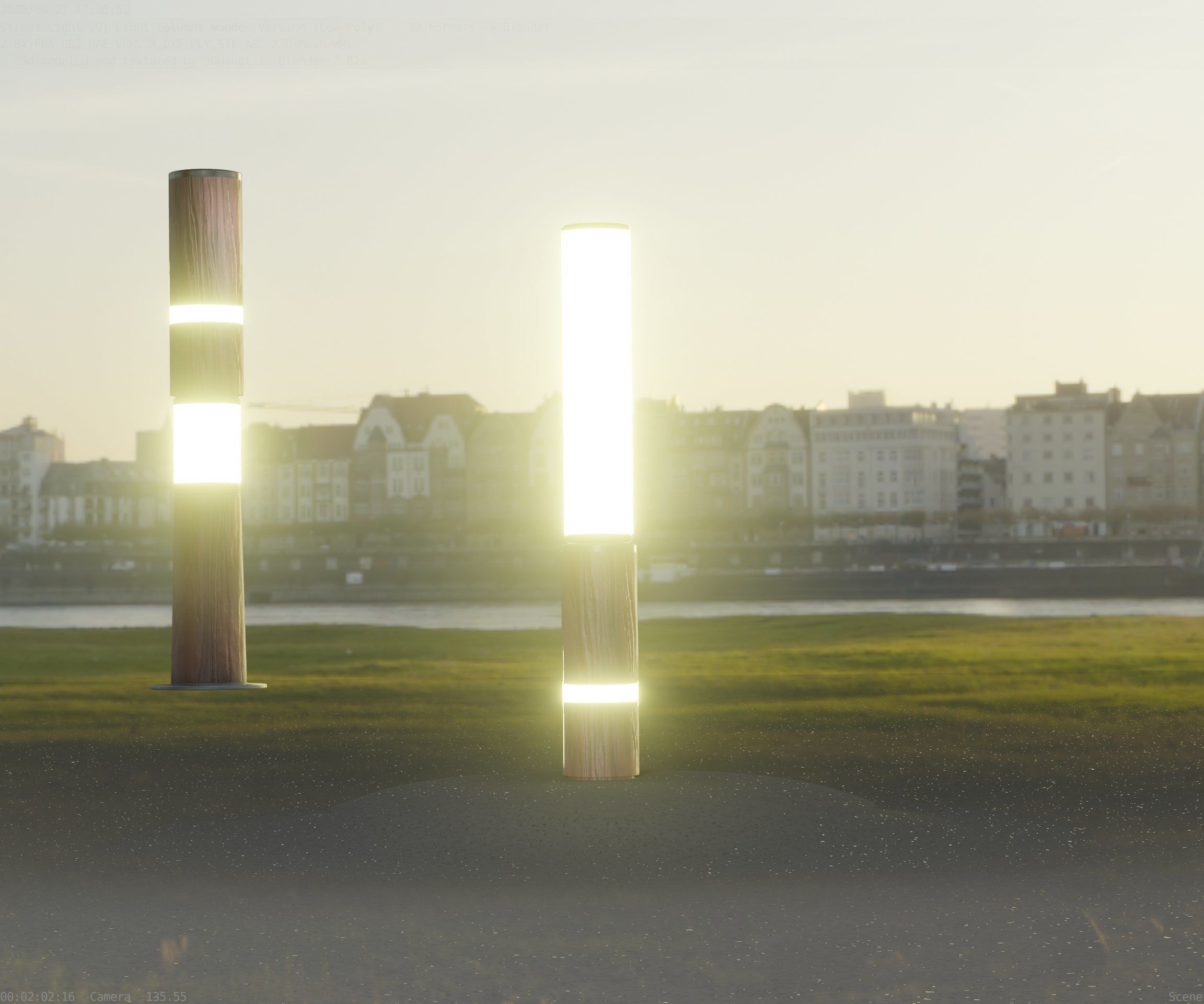 Low-Poly Wood Light-Column - 30 Street-Light Set-9  Low-poly 3D model_44