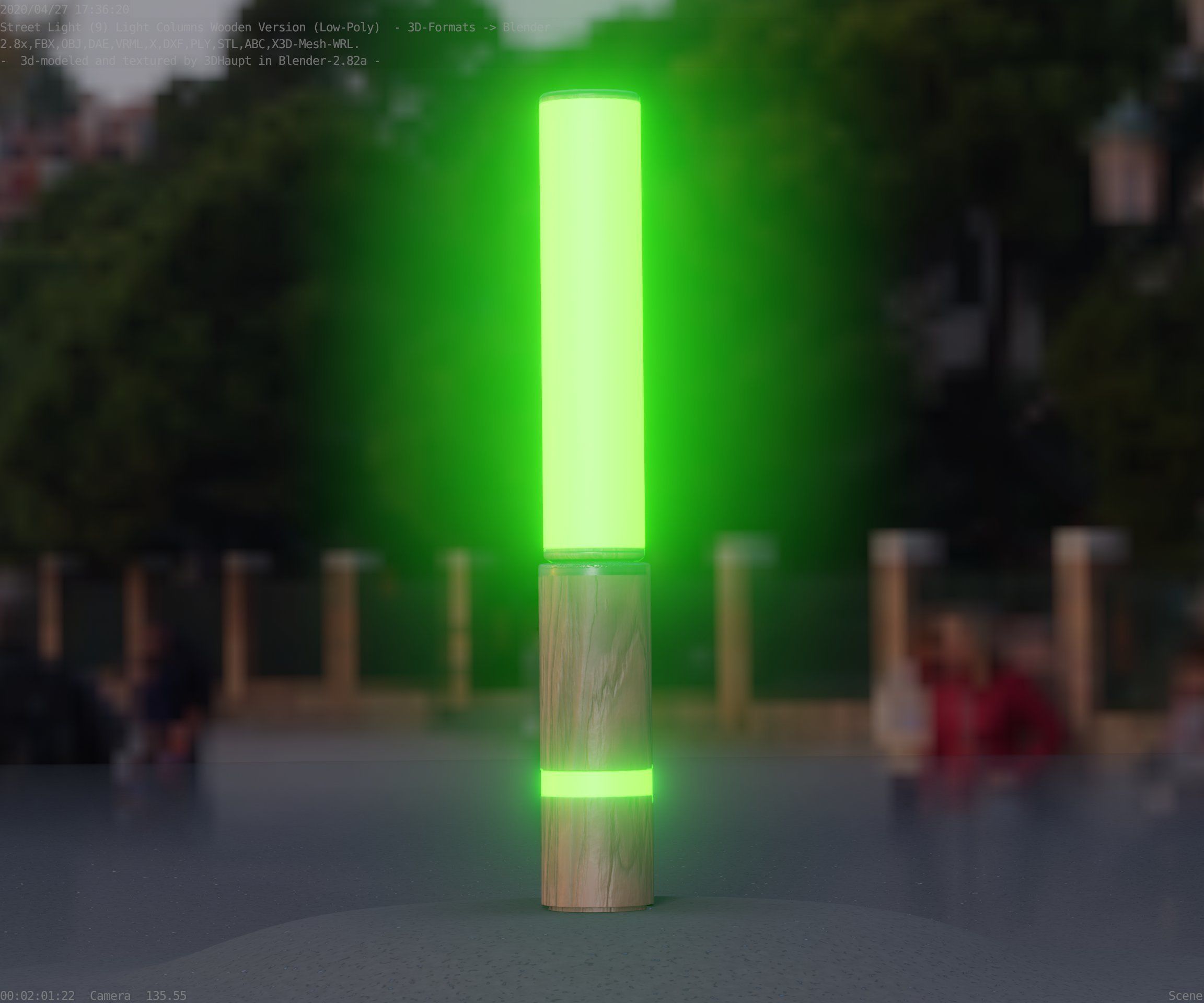 Low-Poly Wood Light-Column - 30 Street-Light Set-9  Low-poly 3D model_26