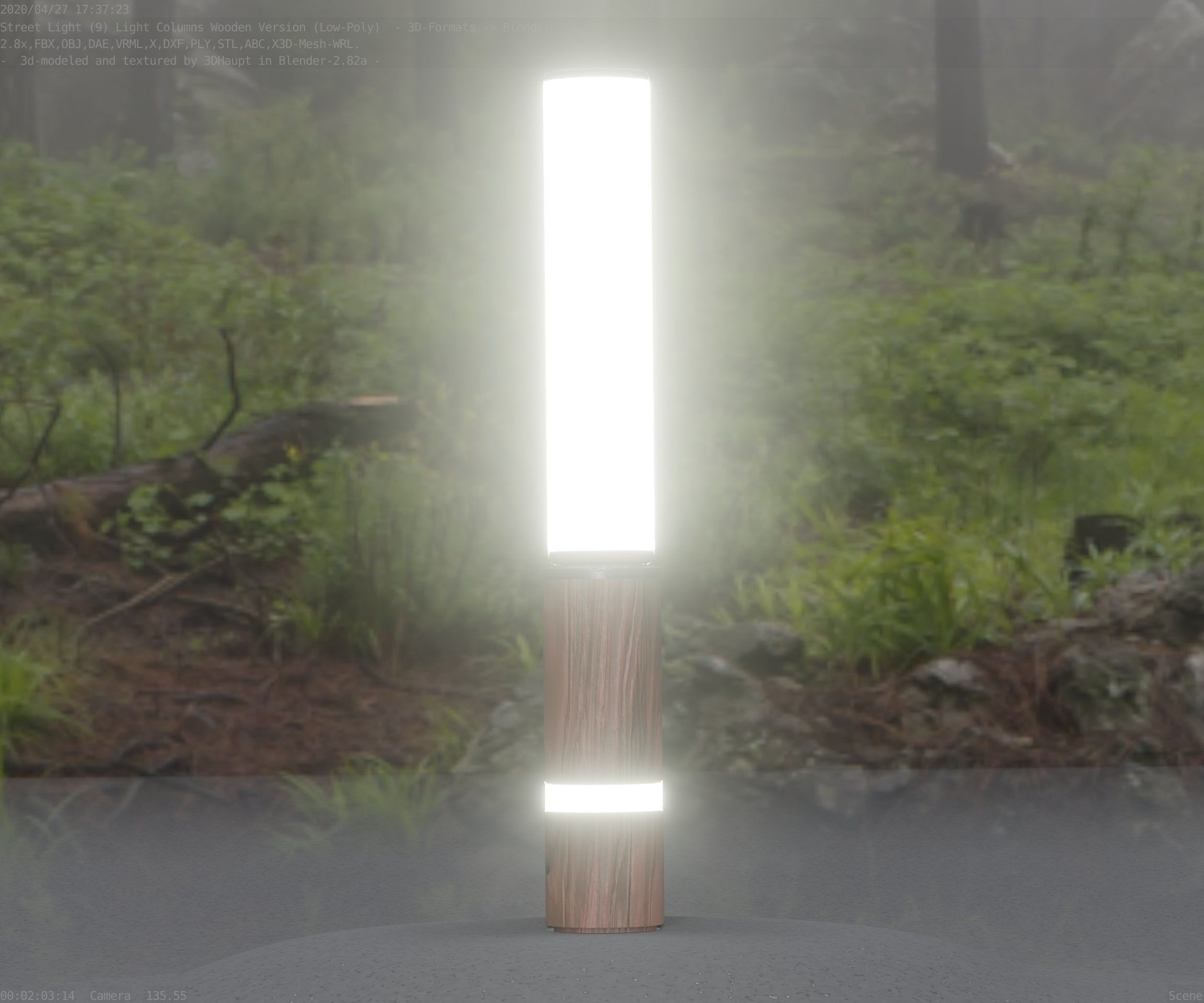 Low-Poly Wood Light-Column - 30 Street-Light Set-9  Low-poly 3D model_66