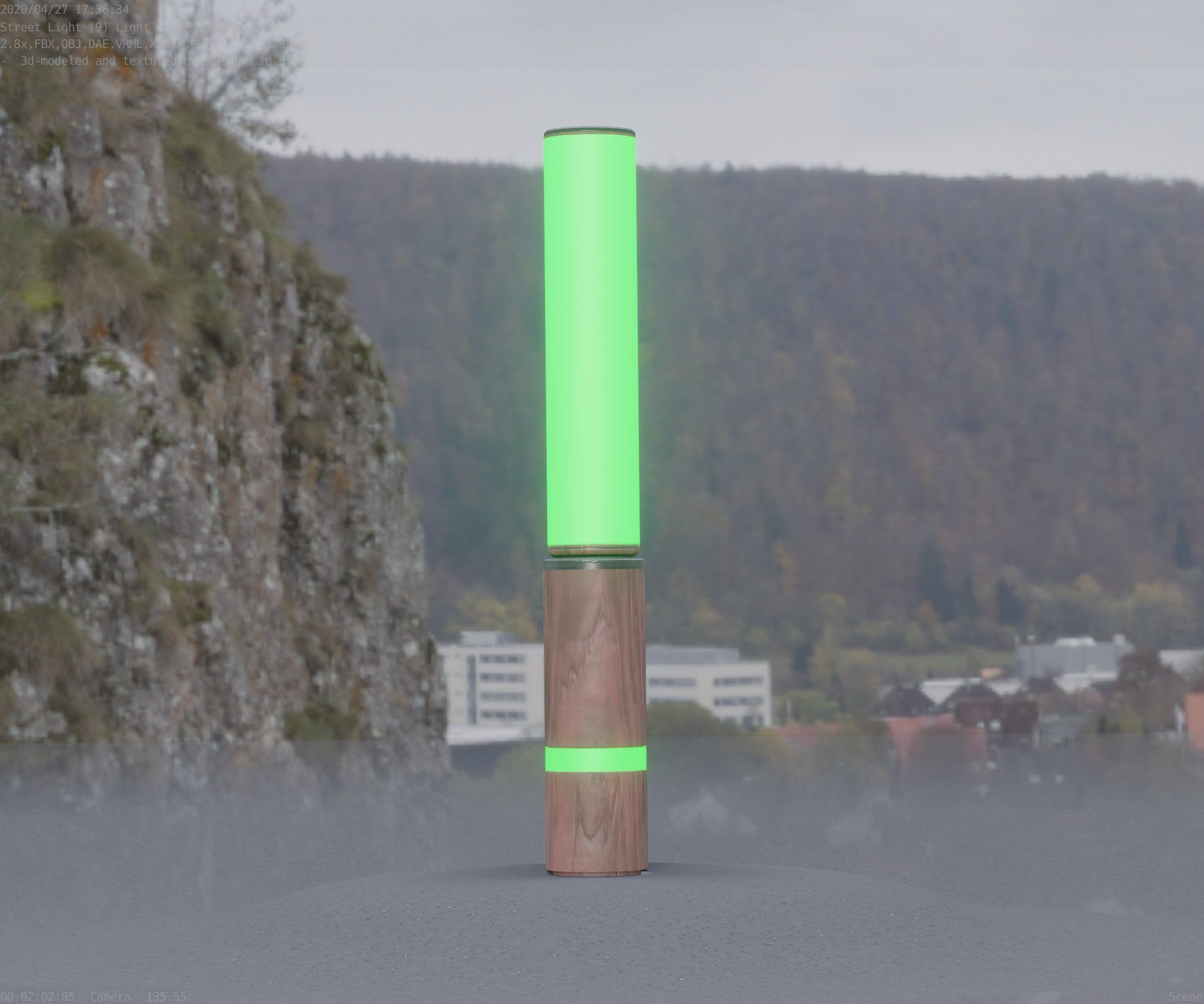 Low-Poly Wood Light-Column - 30 Street-Light Set-9  Low-poly 3D model_33