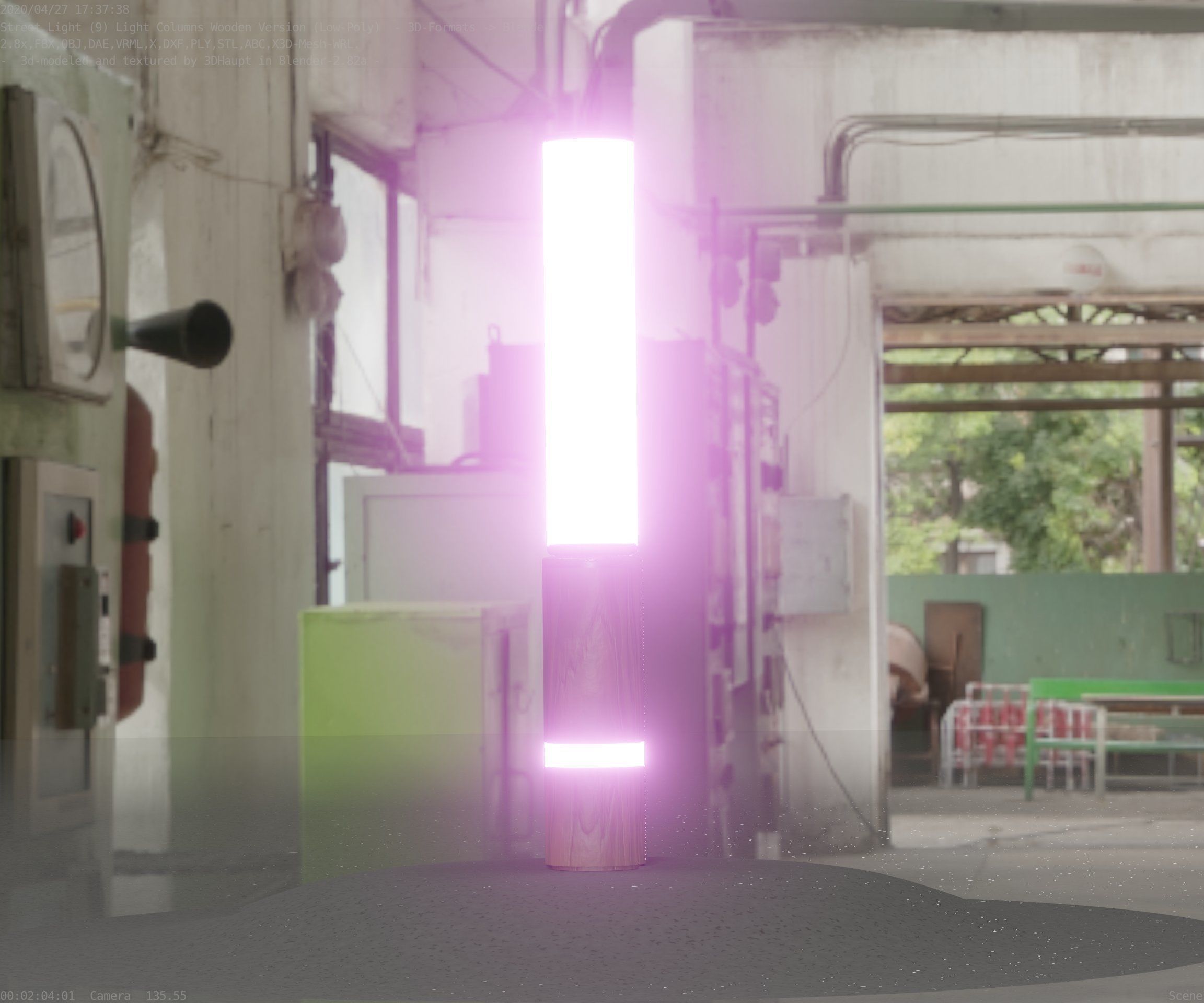 Low-Poly Wood Light-Column - 30 Street-Light Set-9  Low-poly 3D model_77