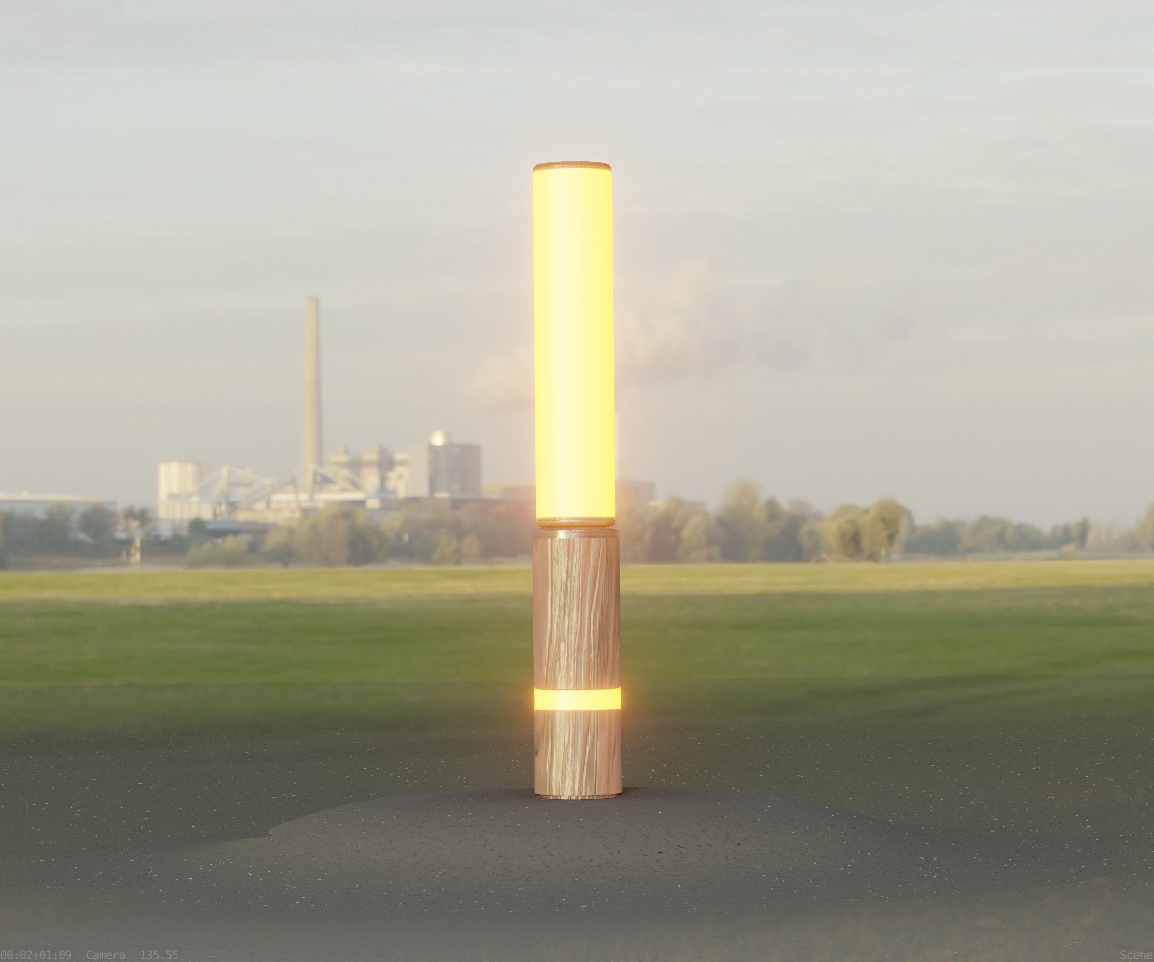 Low-Poly Wood Light-Column - 30 Street-Light Set-9  Low-poly 3D model_13