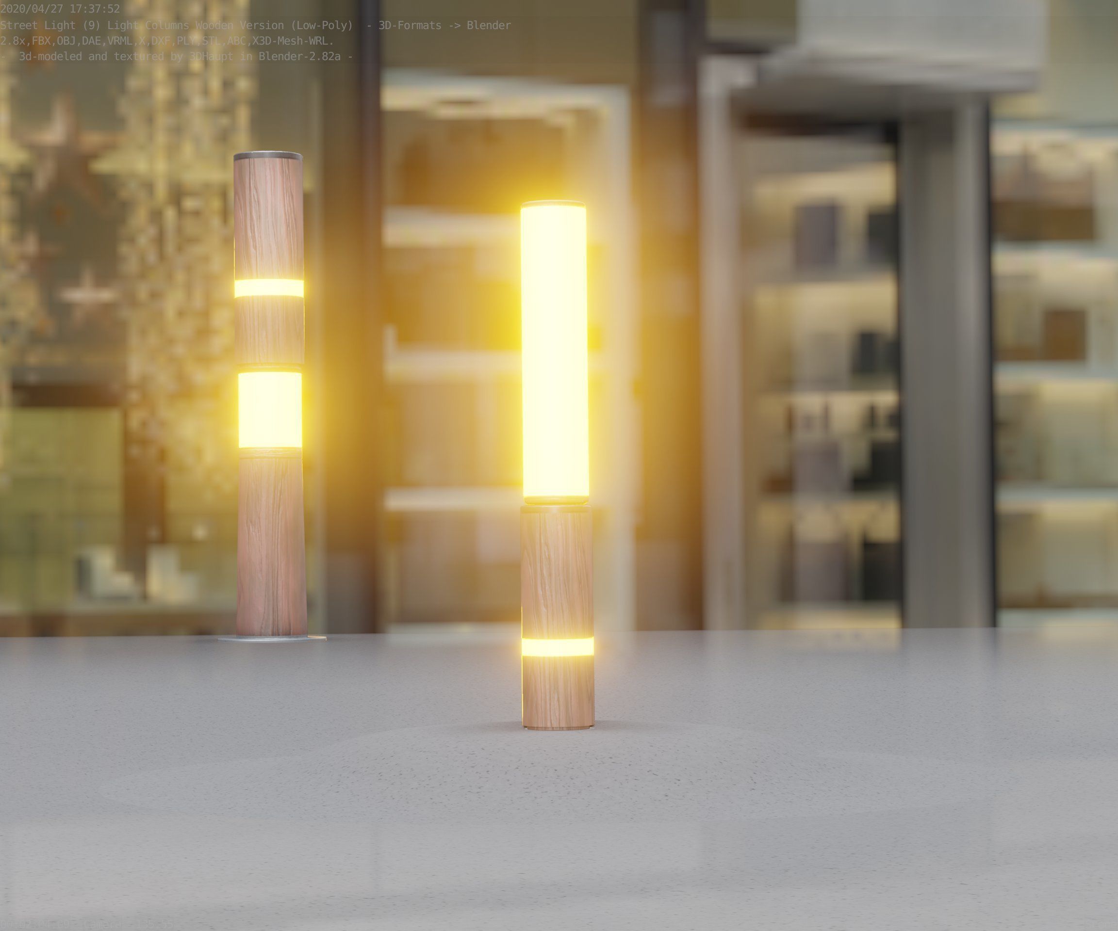 Low-Poly Wood Light-Column - 30 Street-Light Set-9  Low-poly 3D model_85