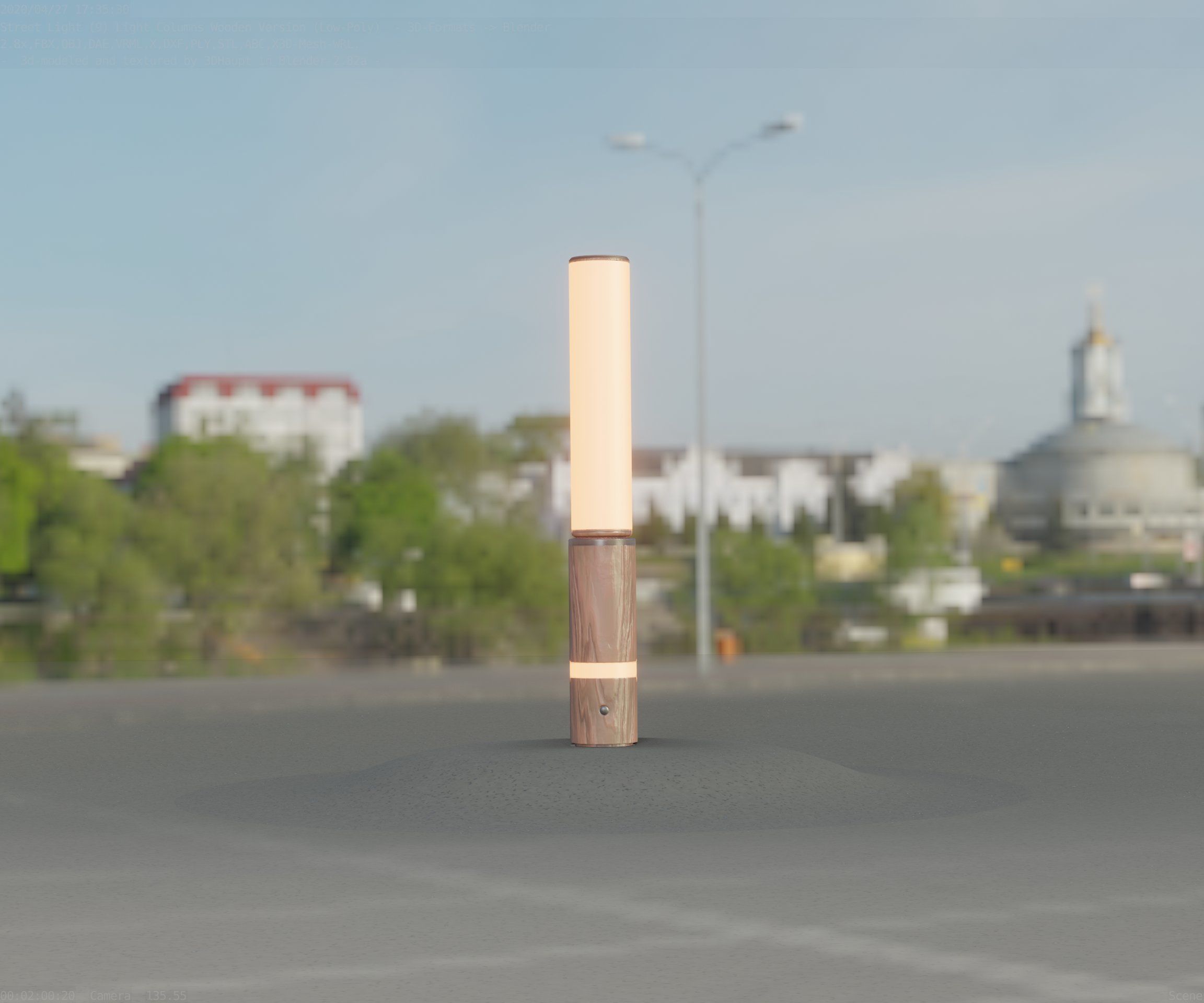 Low-Poly Wood Light-Column - 30 Street-Light Set-9  Low-poly 3D model_1