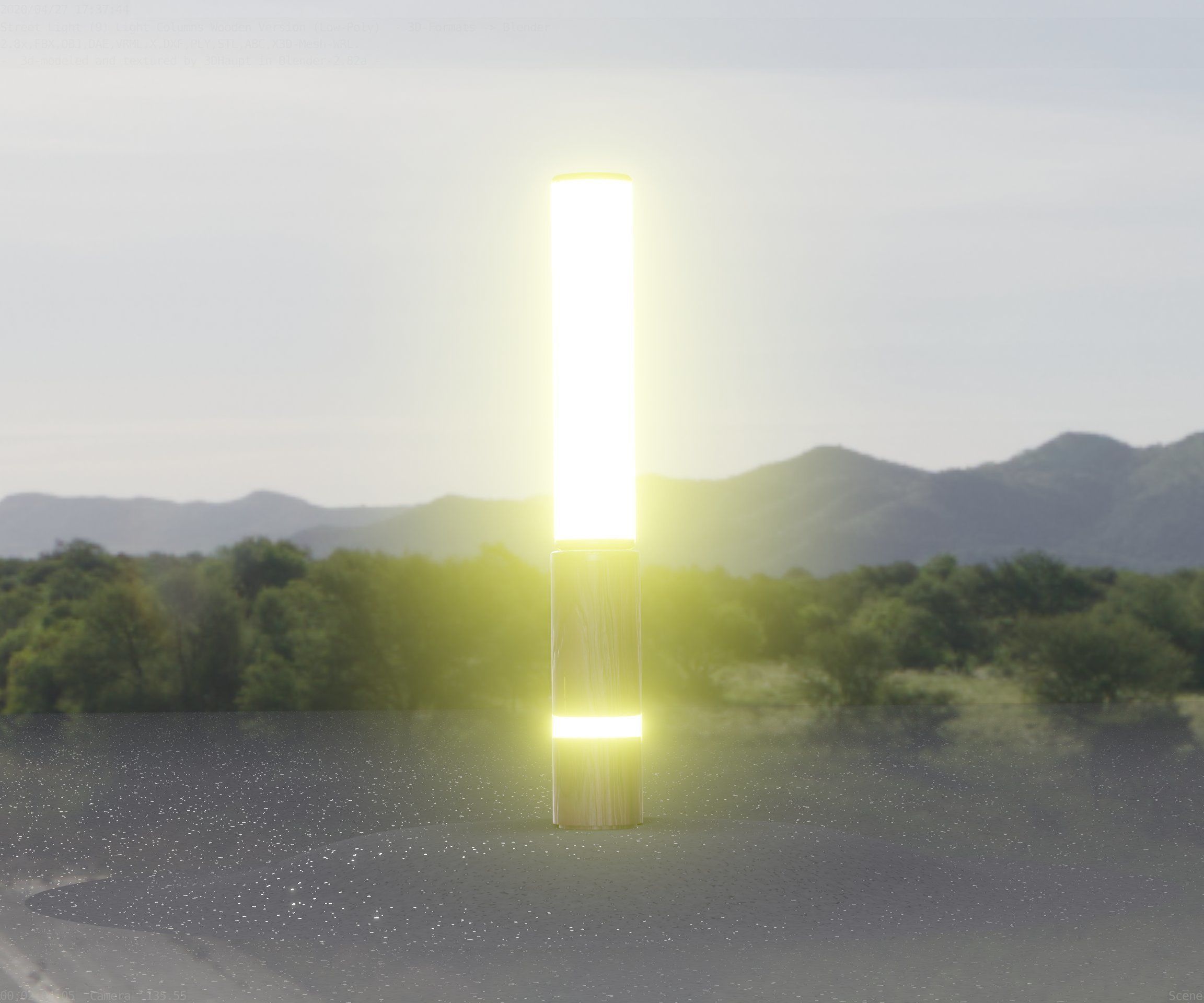 Low-Poly Wood Light-Column - 30 Street-Light Set-9  Low-poly 3D model_81