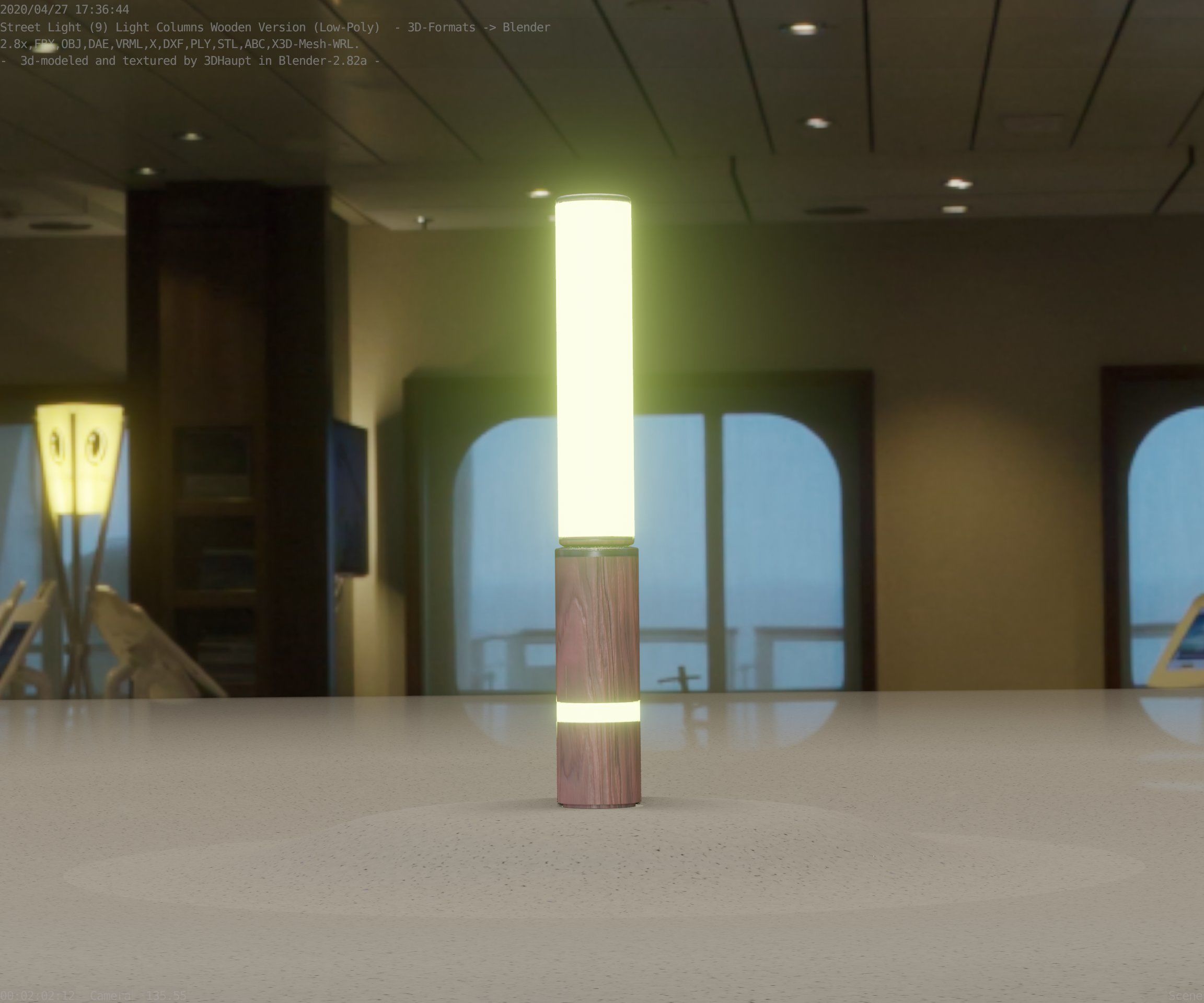 Low-Poly Wood Light-Column - 30 Street-Light Set-9  Low-poly 3D model_40