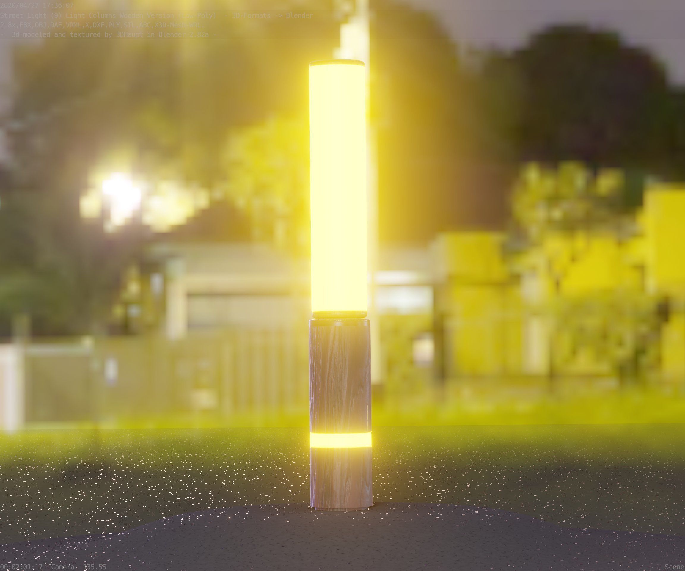 Low-Poly Wood Light-Column - 30 Street-Light Set-9  Low-poly 3D model_21