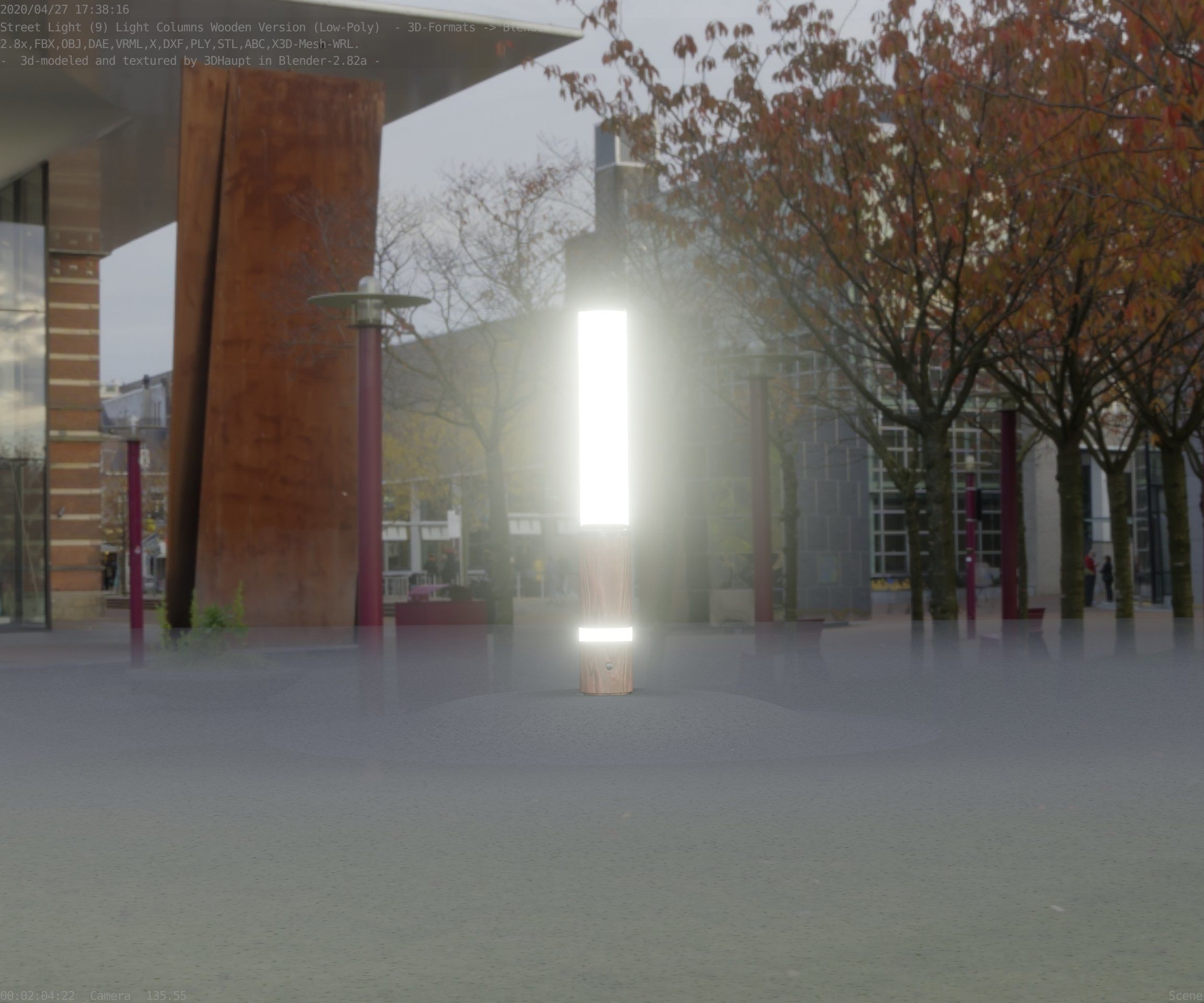 Low-Poly Wood Light-Column - 30 Street-Light Set-9  Low-poly 3D model_98