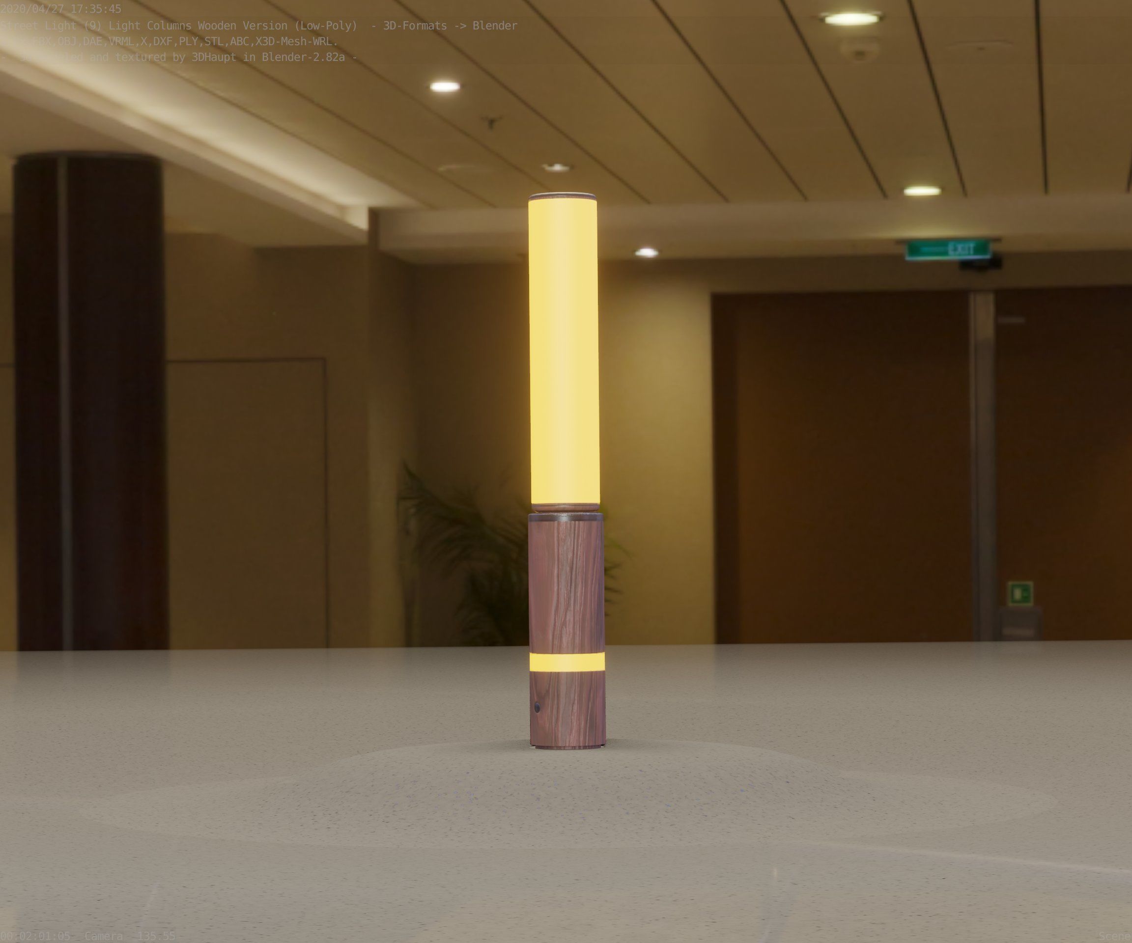 Low-Poly Wood Light-Column - 30 Street-Light Set-9  Low-poly 3D model_9