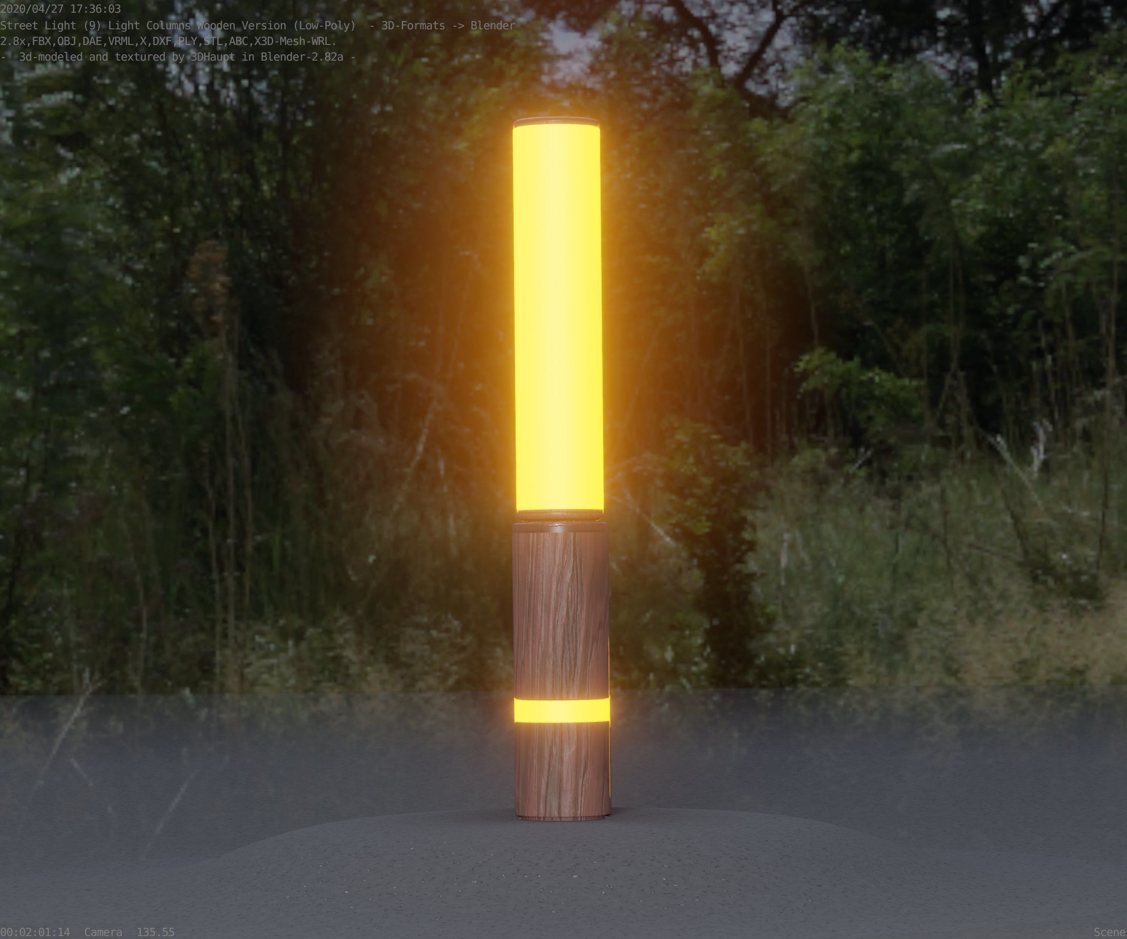 Low-Poly Wood Light-Column - 30 Street-Light Set-9  Low-poly 3D model_18