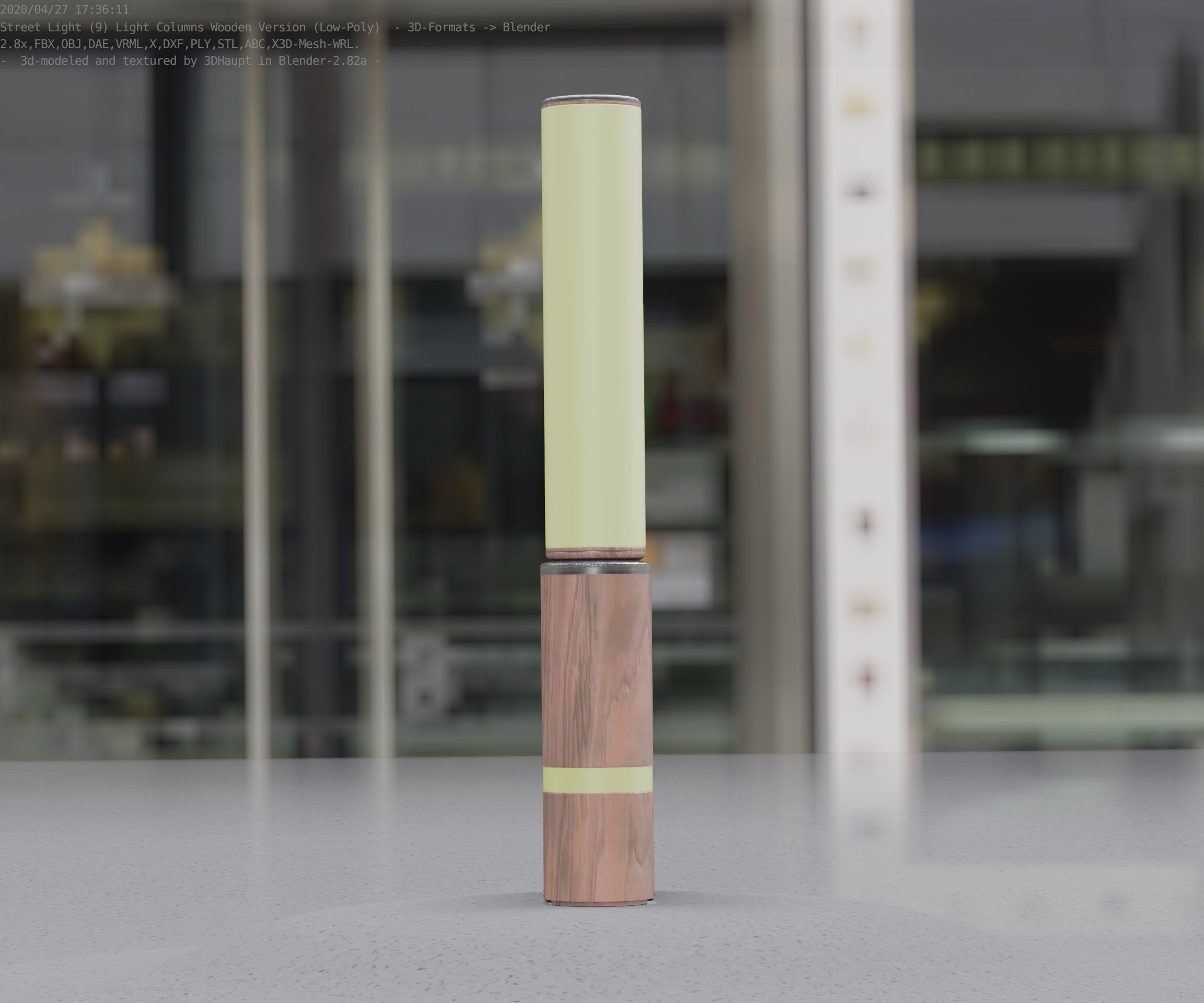 Low-Poly Wood Light-Column - 30 Street-Light Set-9  Low-poly 3D model_23