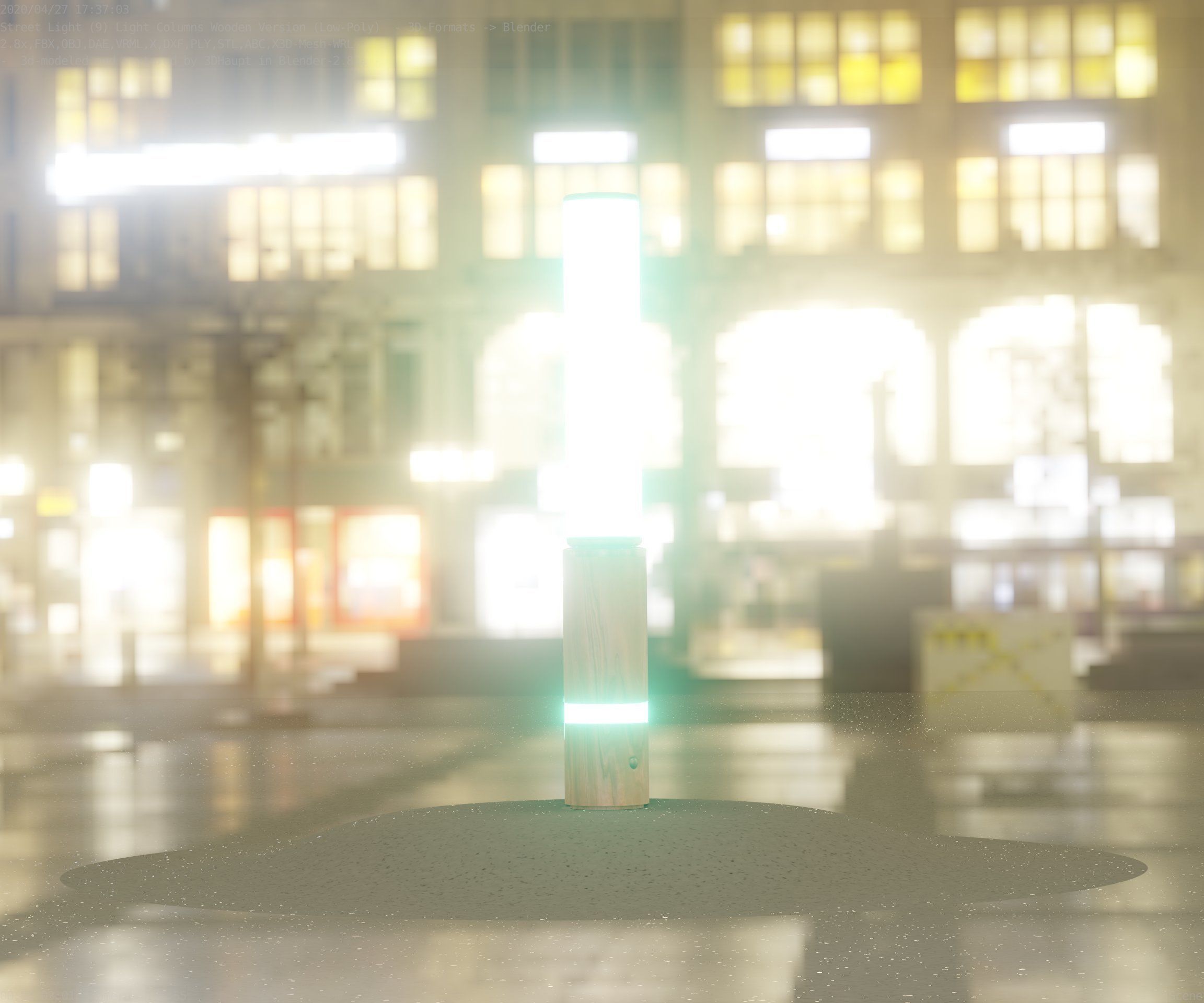 Low-Poly Wood Light-Column - 30 Street-Light Set-9  Low-poly 3D model_53