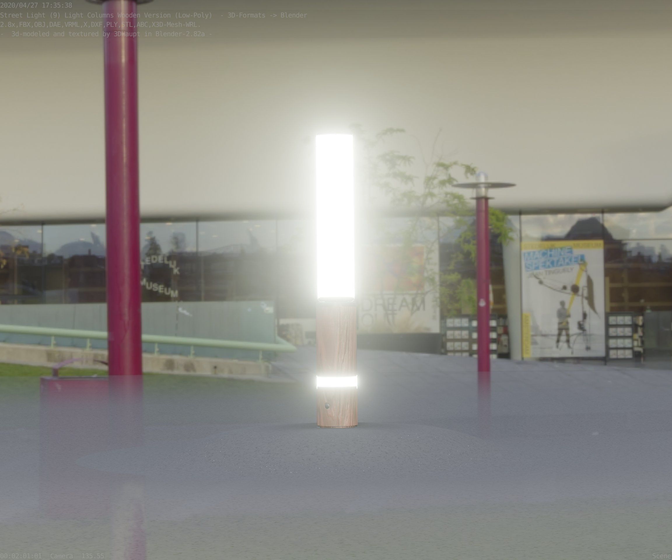 Low-Poly Wood Light-Column - 30 Street-Light Set-9  Low-poly 3D model_5