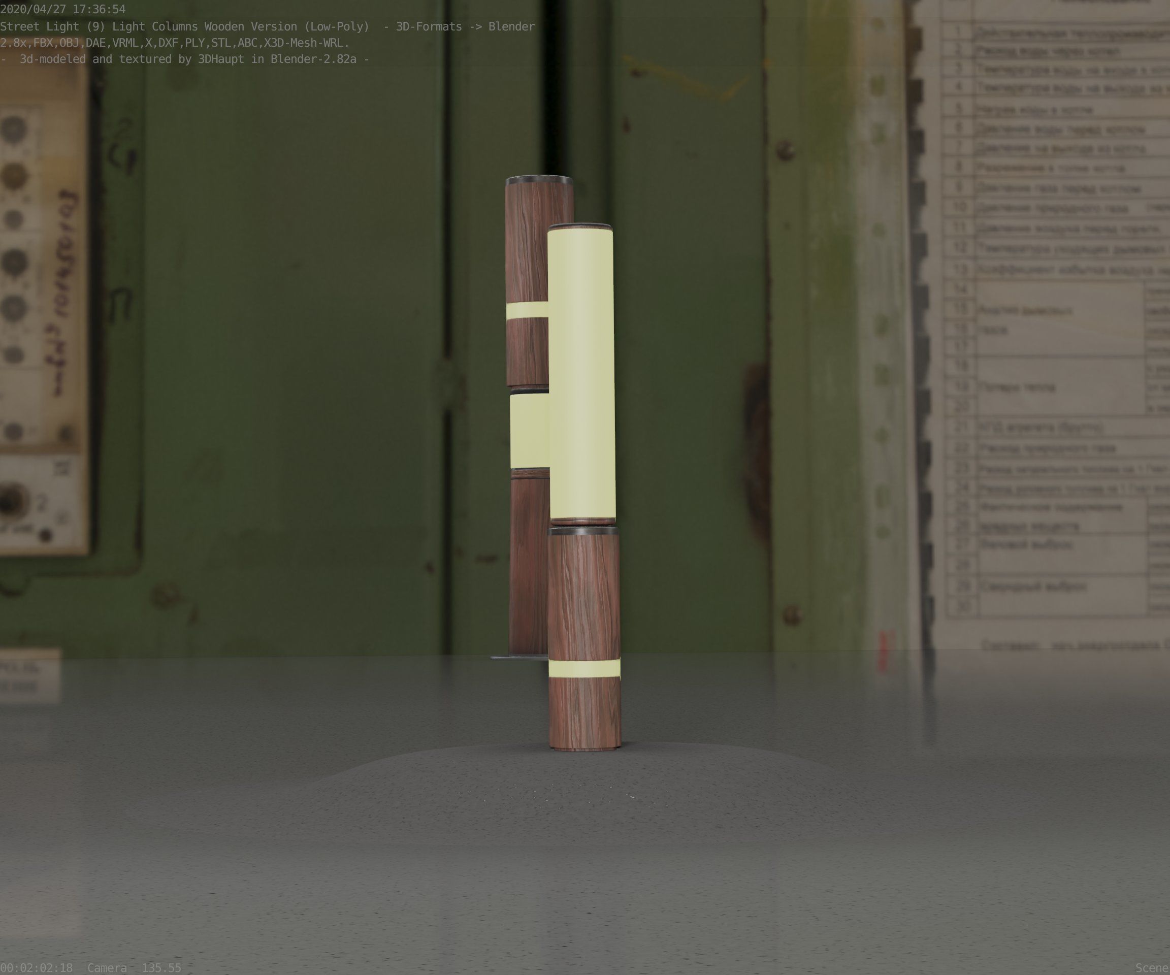 Low-Poly Wood Light-Column - 30 Street-Light Set-9  Low-poly 3D model_46