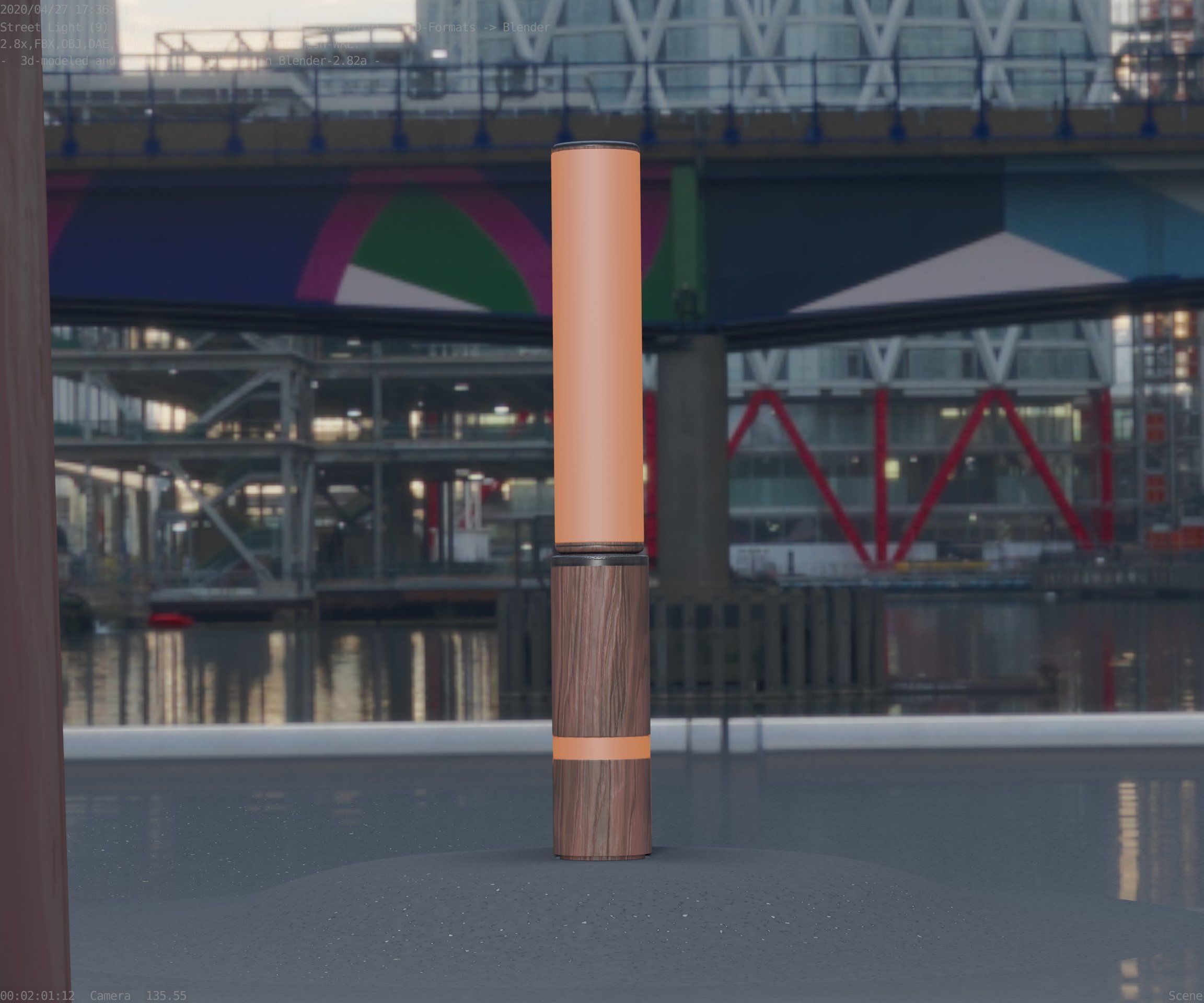 Low-Poly Wood Light-Column - 30 Street-Light Set-9  Low-poly 3D model_16