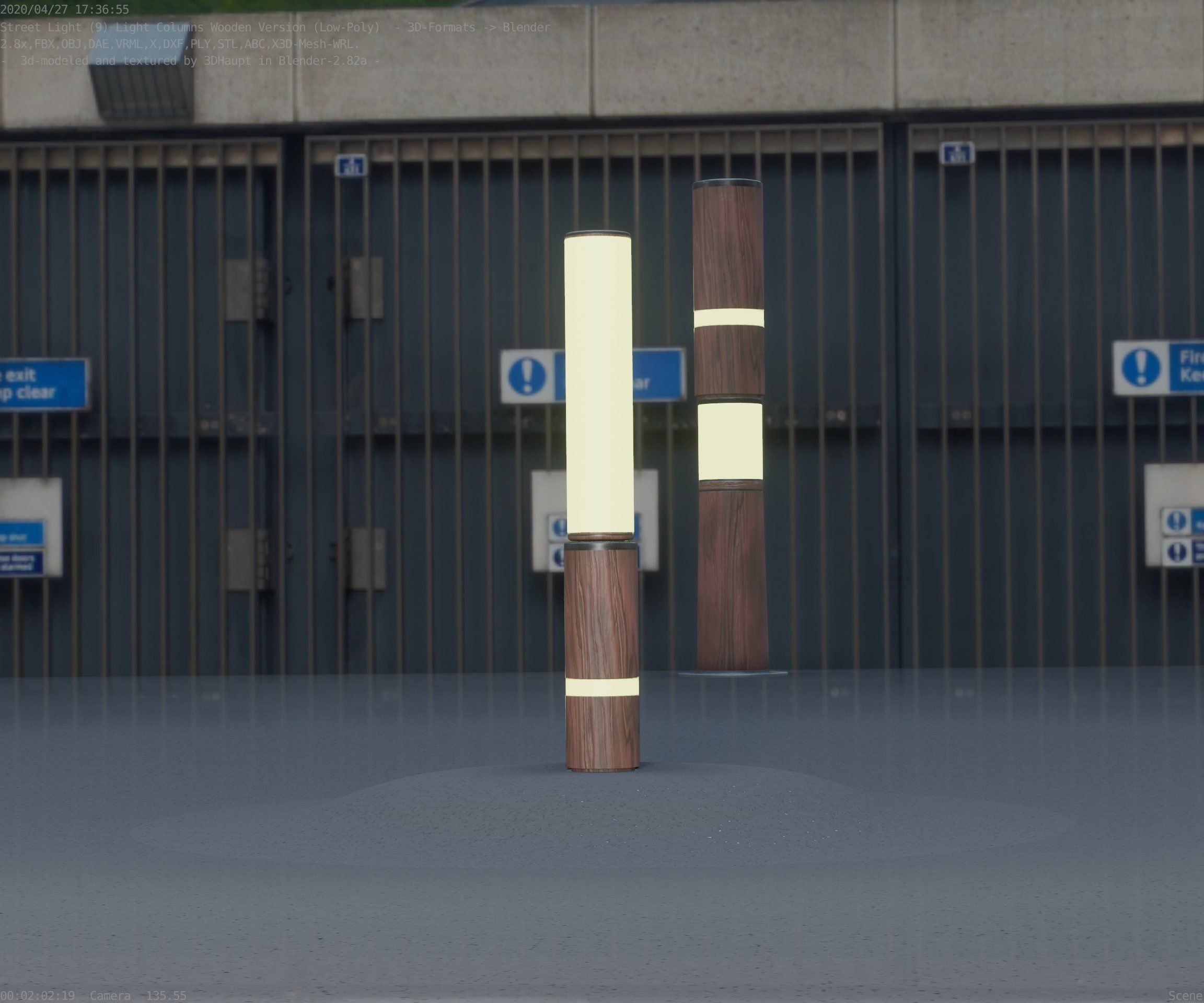 Low-Poly Wood Light-Column - 30 Street-Light Set-9  Low-poly 3D model_47