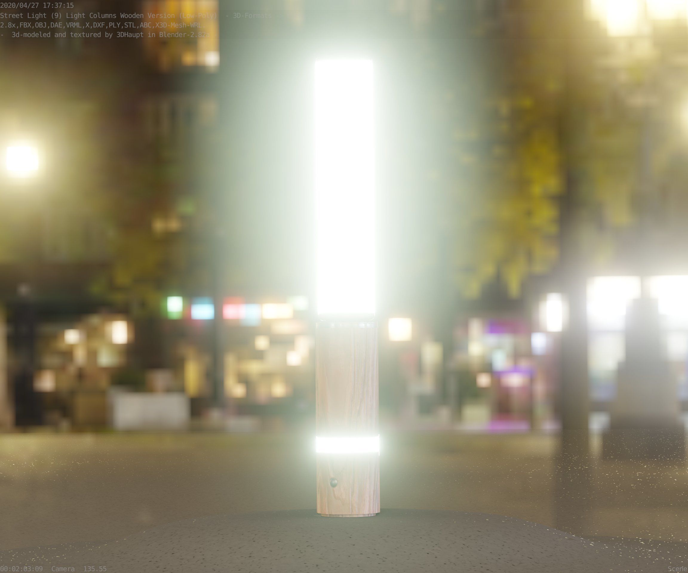 Low-Poly Wood Light-Column - 30 Street-Light Set-9  Low-poly 3D model_61