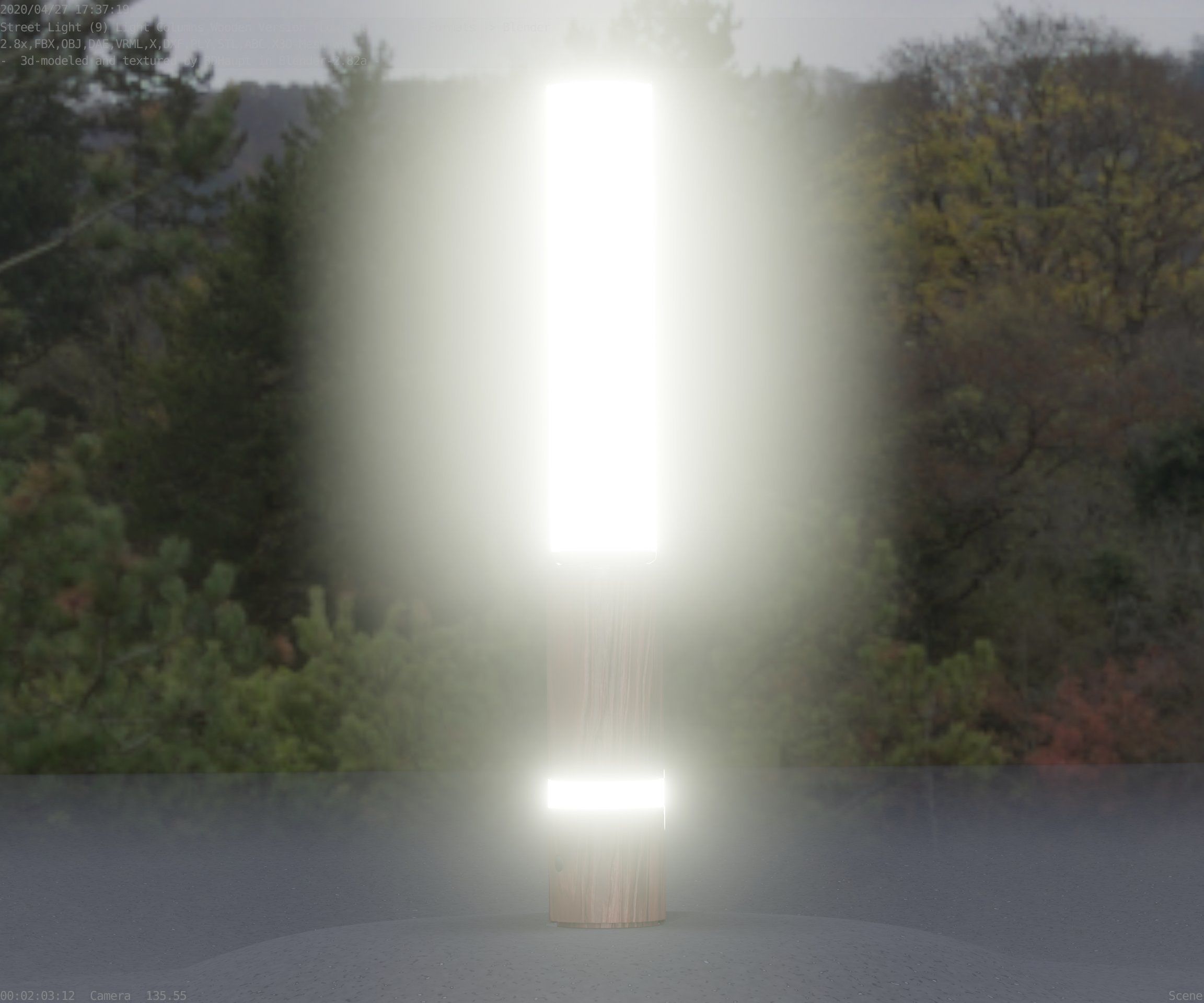 Low-Poly Wood Light-Column - 30 Street-Light Set-9  Low-poly 3D model_64