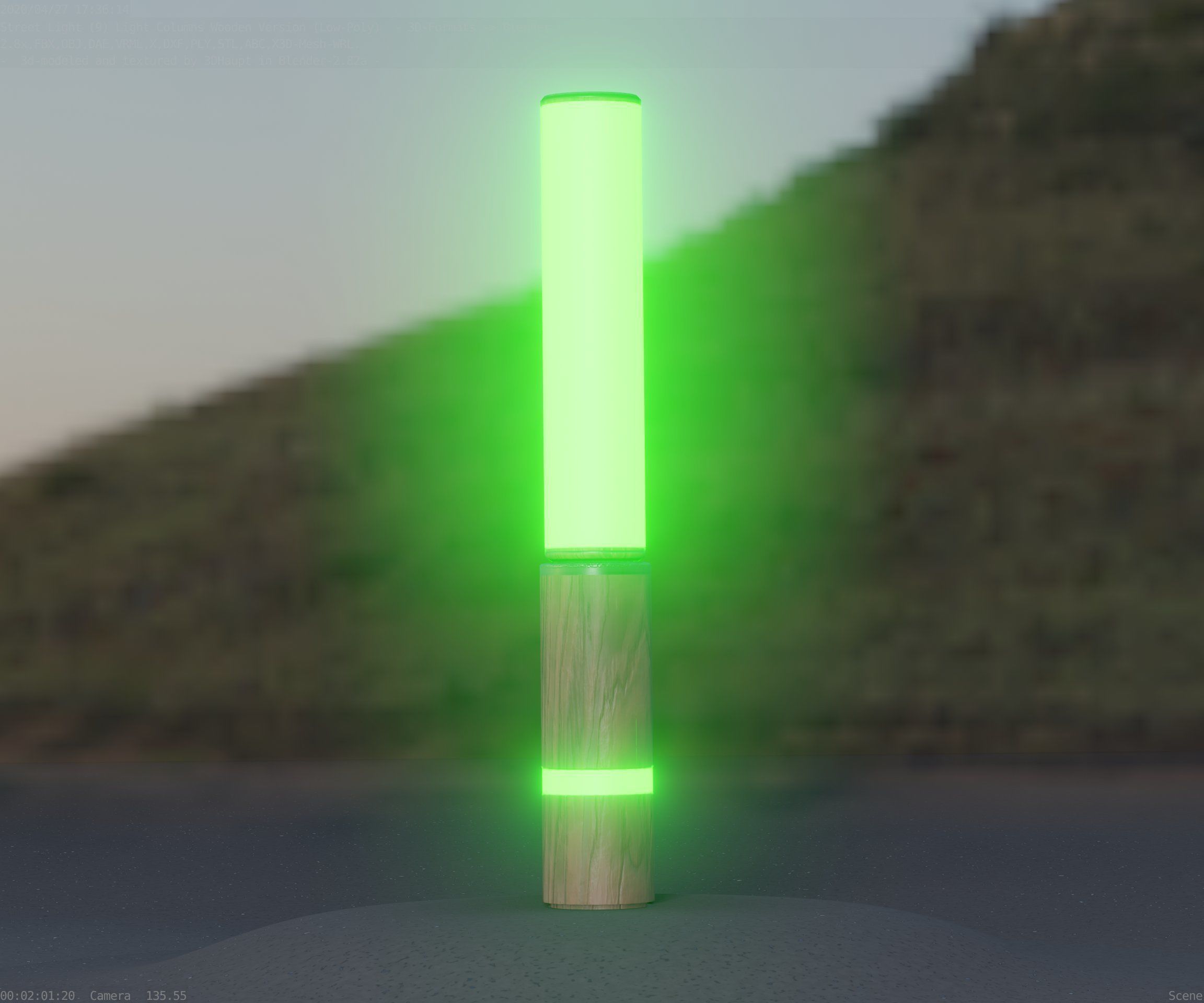 Low-Poly Wood Light-Column - 30 Street-Light Set-9  Low-poly 3D model_24