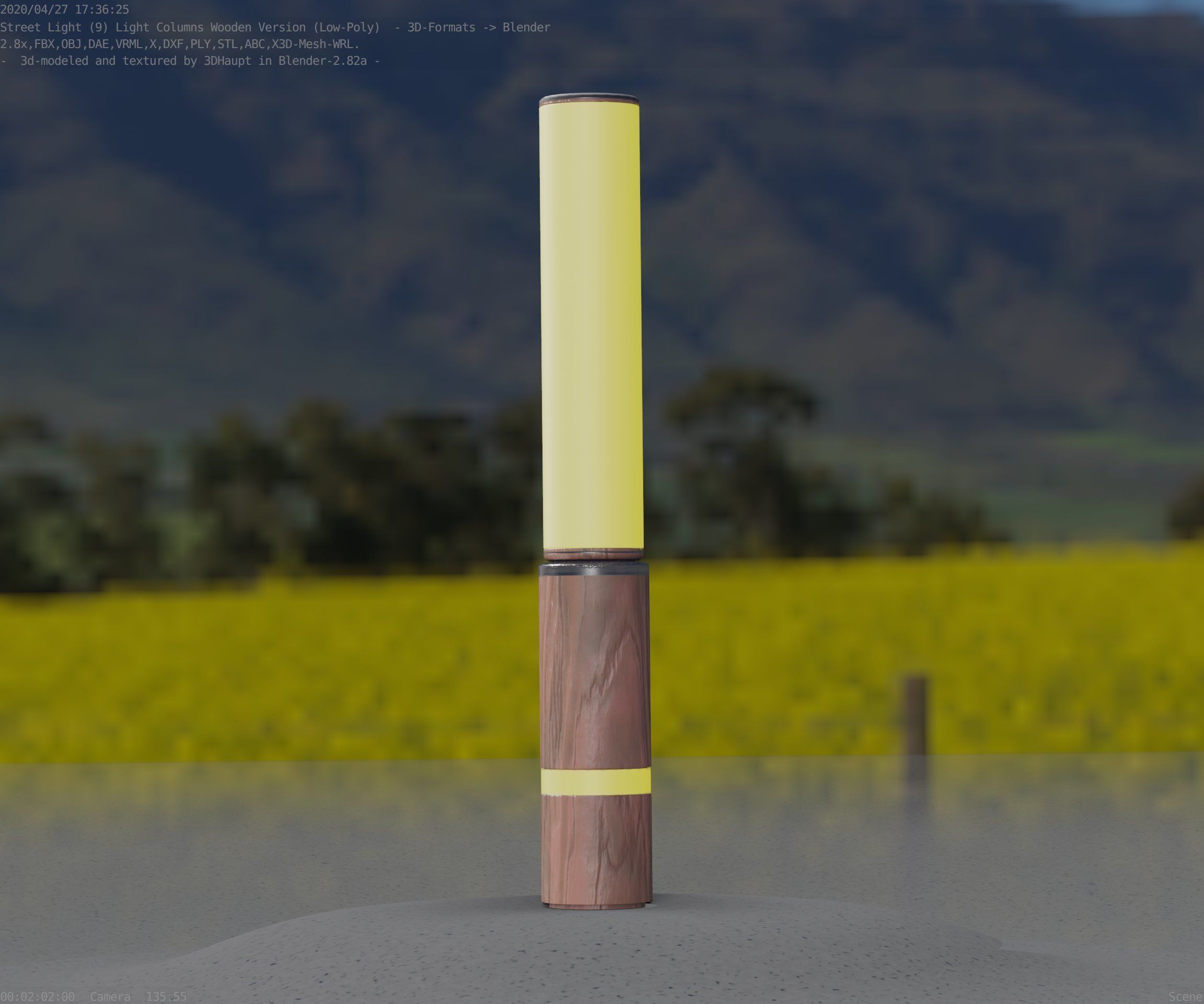 Low-Poly Wood Light-Column - 30 Street-Light Set-9  Low-poly 3D model_28
