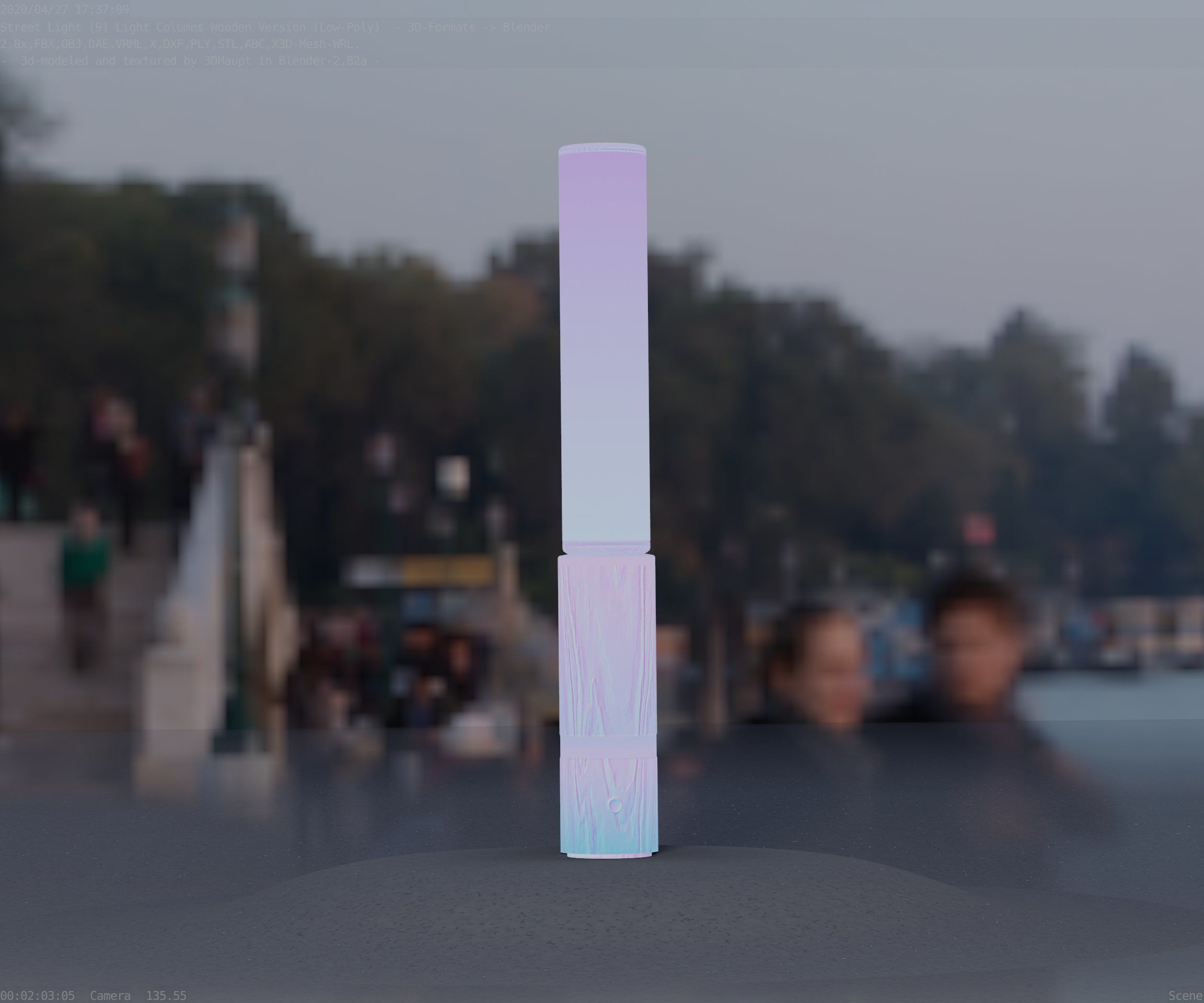 Low-Poly Wood Light-Column - 30 Street-Light Set-9  Low-poly 3D model_57