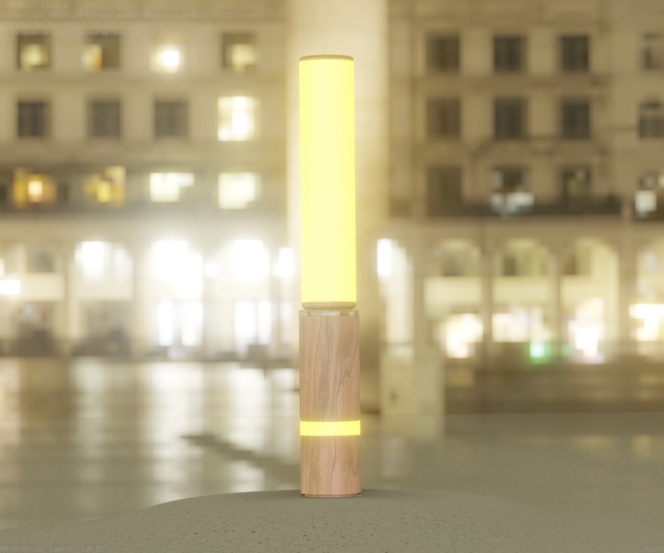 Low-Poly Wood Light-Column - 30 Street-Light Set-9  Low-poly 3D model_22