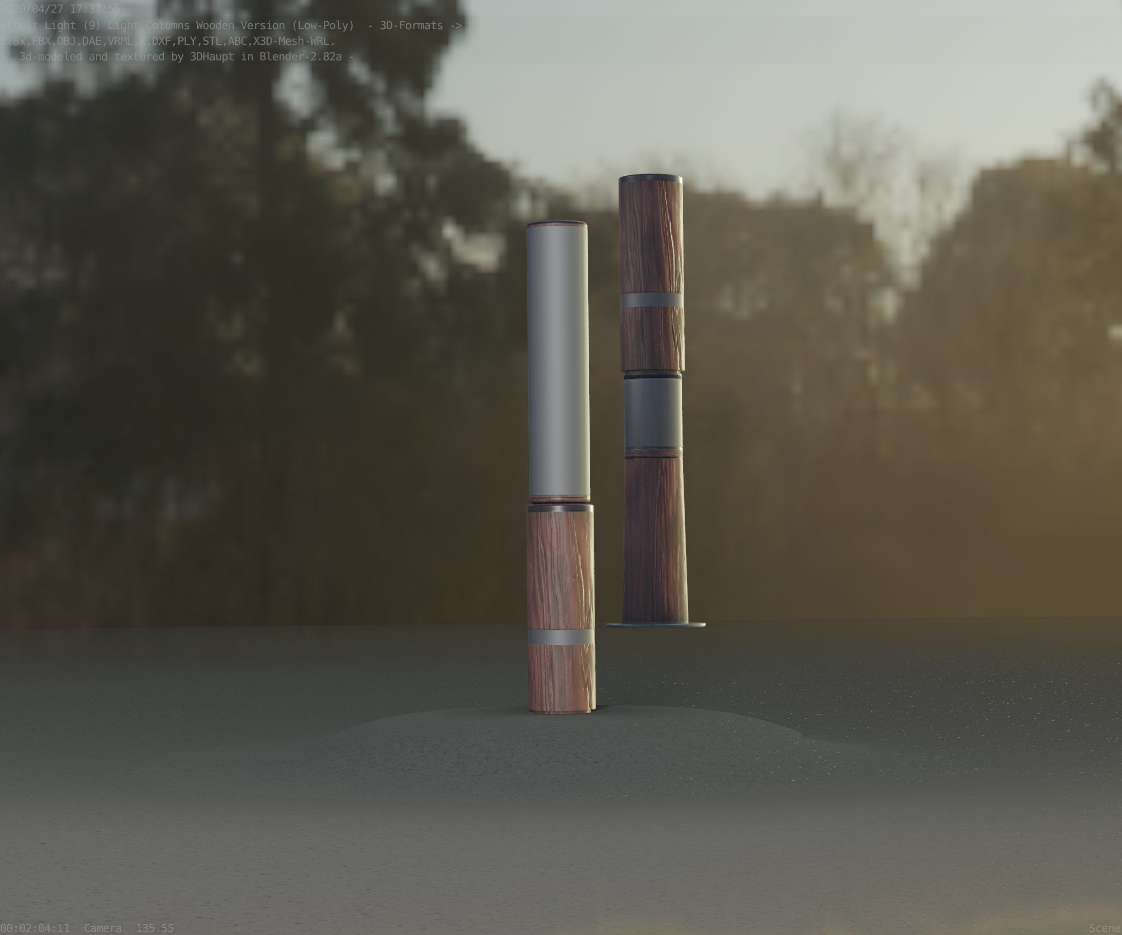 Low-Poly Wood Light-Column - 30 Street-Light Set-9  Low-poly 3D model_87