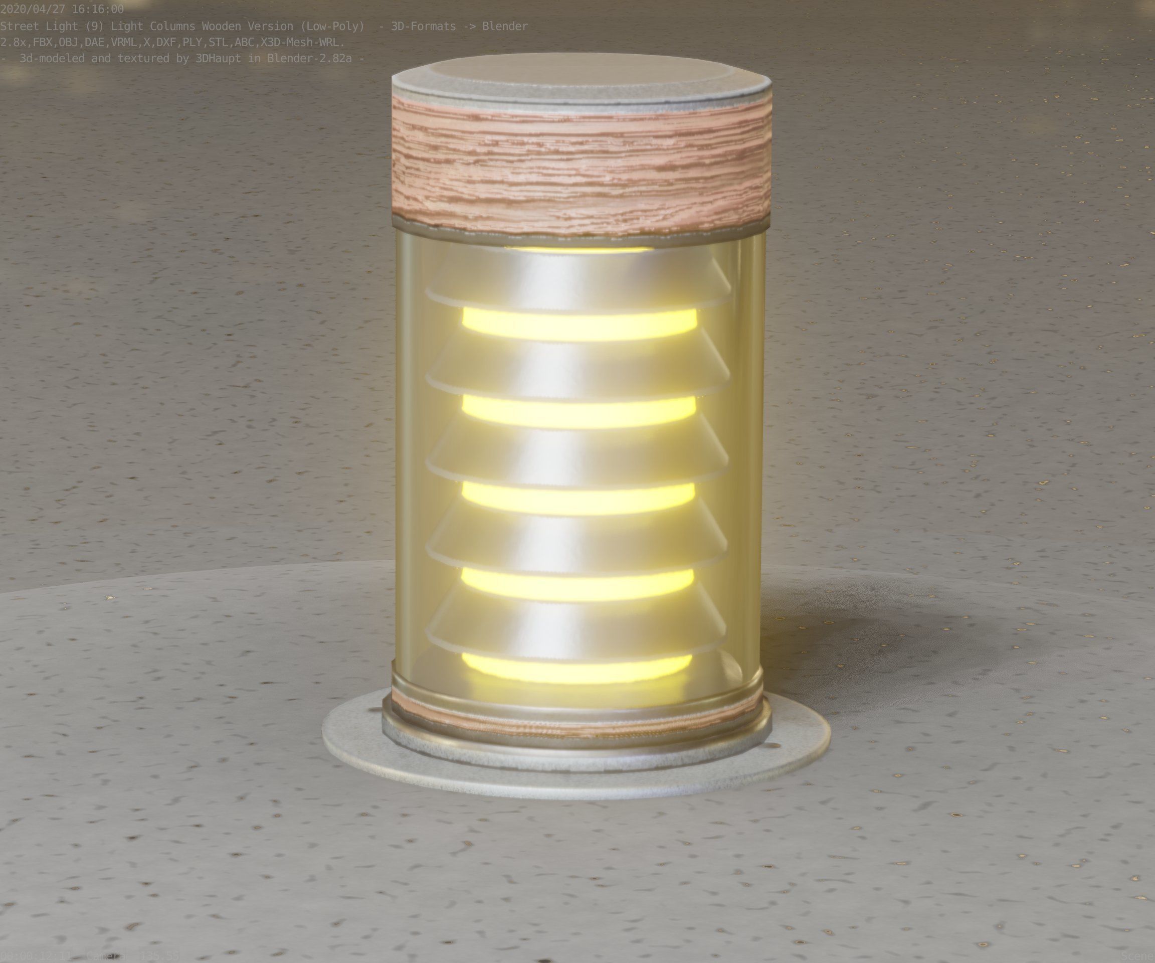 Wooden Light-Column 3 - Low-Poly Street-Light Set-9 Low-poly 3D model_99