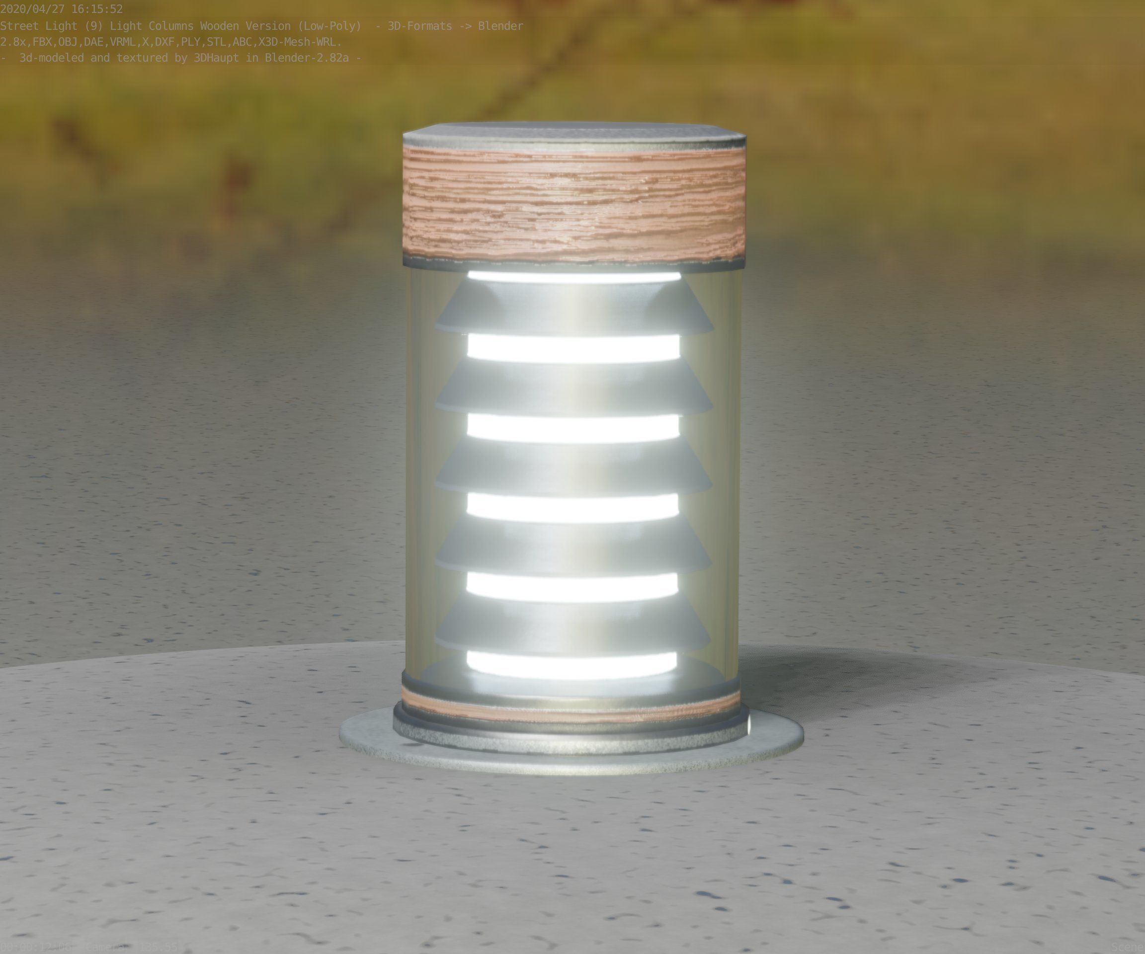 Wooden Light-Column 3 - Low-Poly Street-Light Set-9 Low-poly 3D model_94