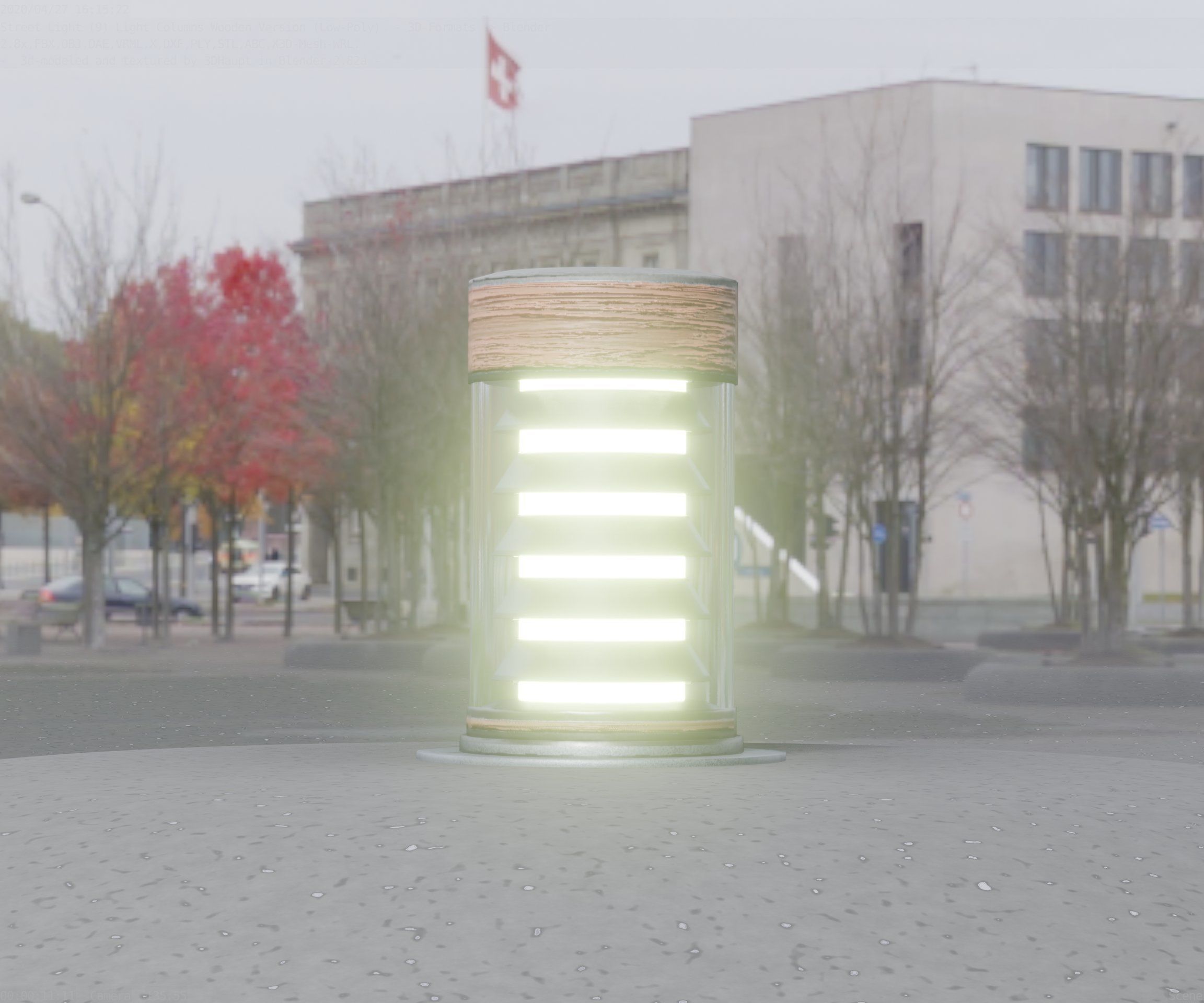 Wooden Light-Column 3 - Low-Poly Street-Light Set-9 Low-poly 3D model_75