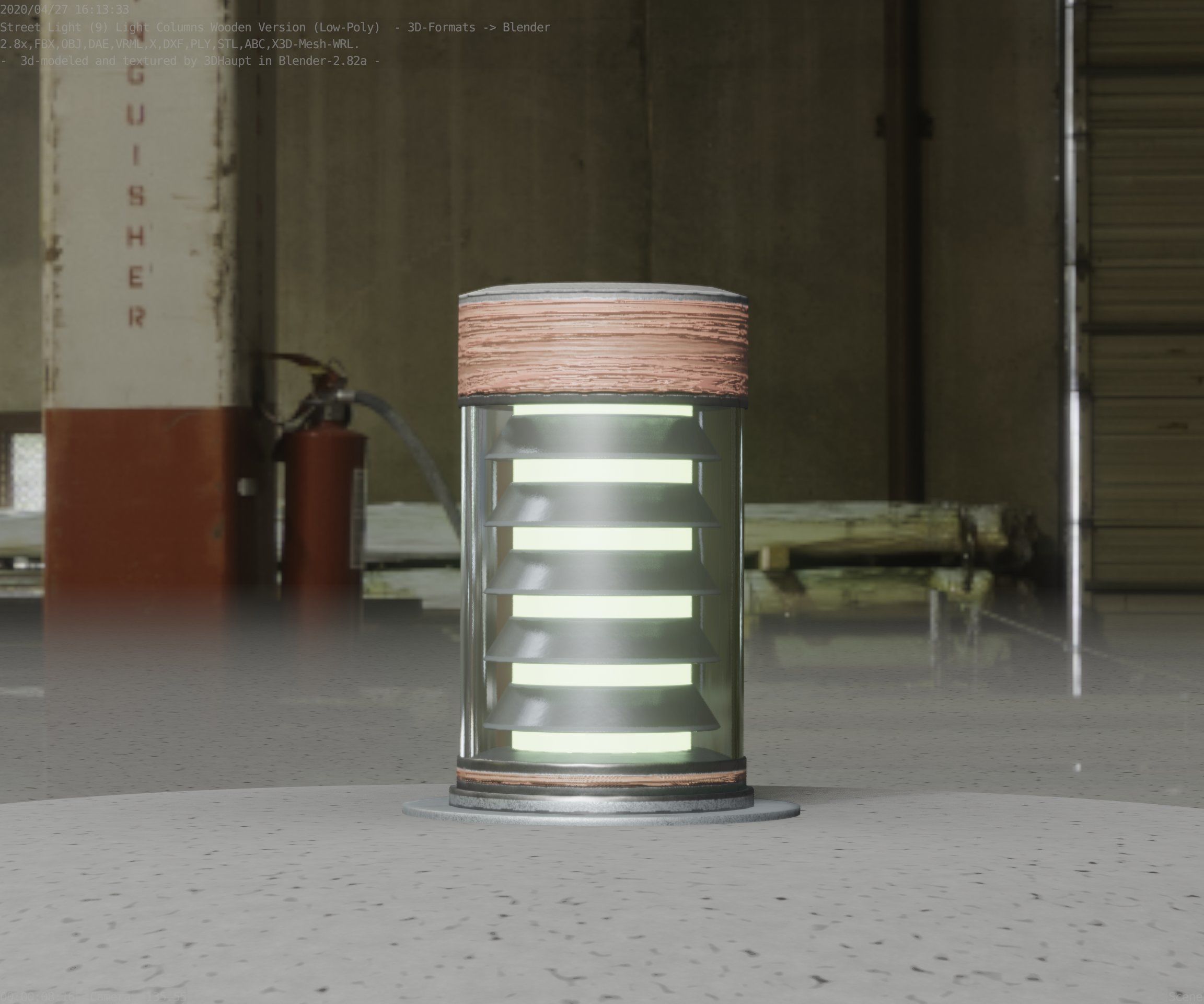 Wooden Light-Column 3 - Low-Poly Street-Light Set-9 Low-poly 3D model_8