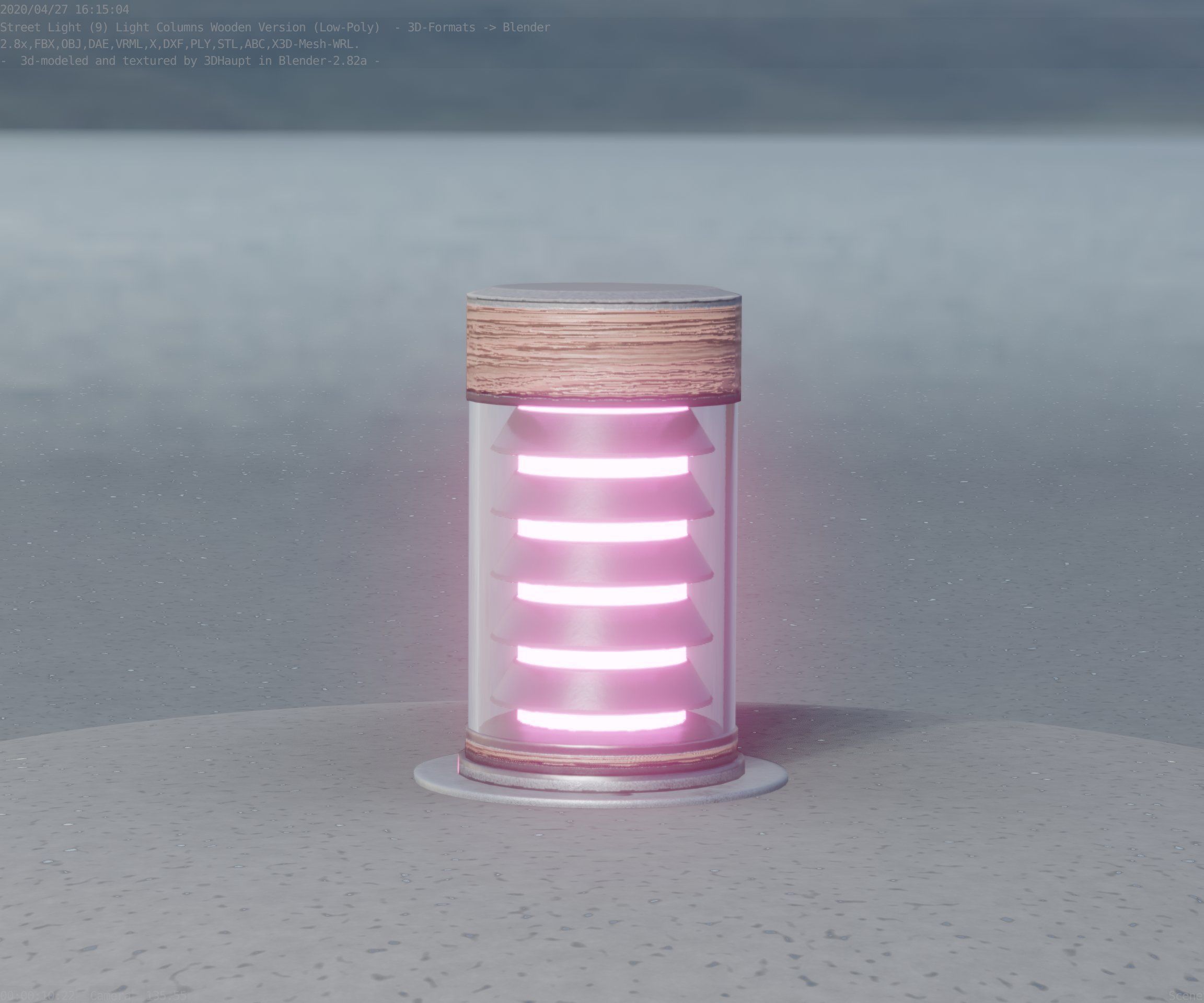 Wooden Light-Column 3 - Low-Poly Street-Light Set-9 Low-poly 3D model_62