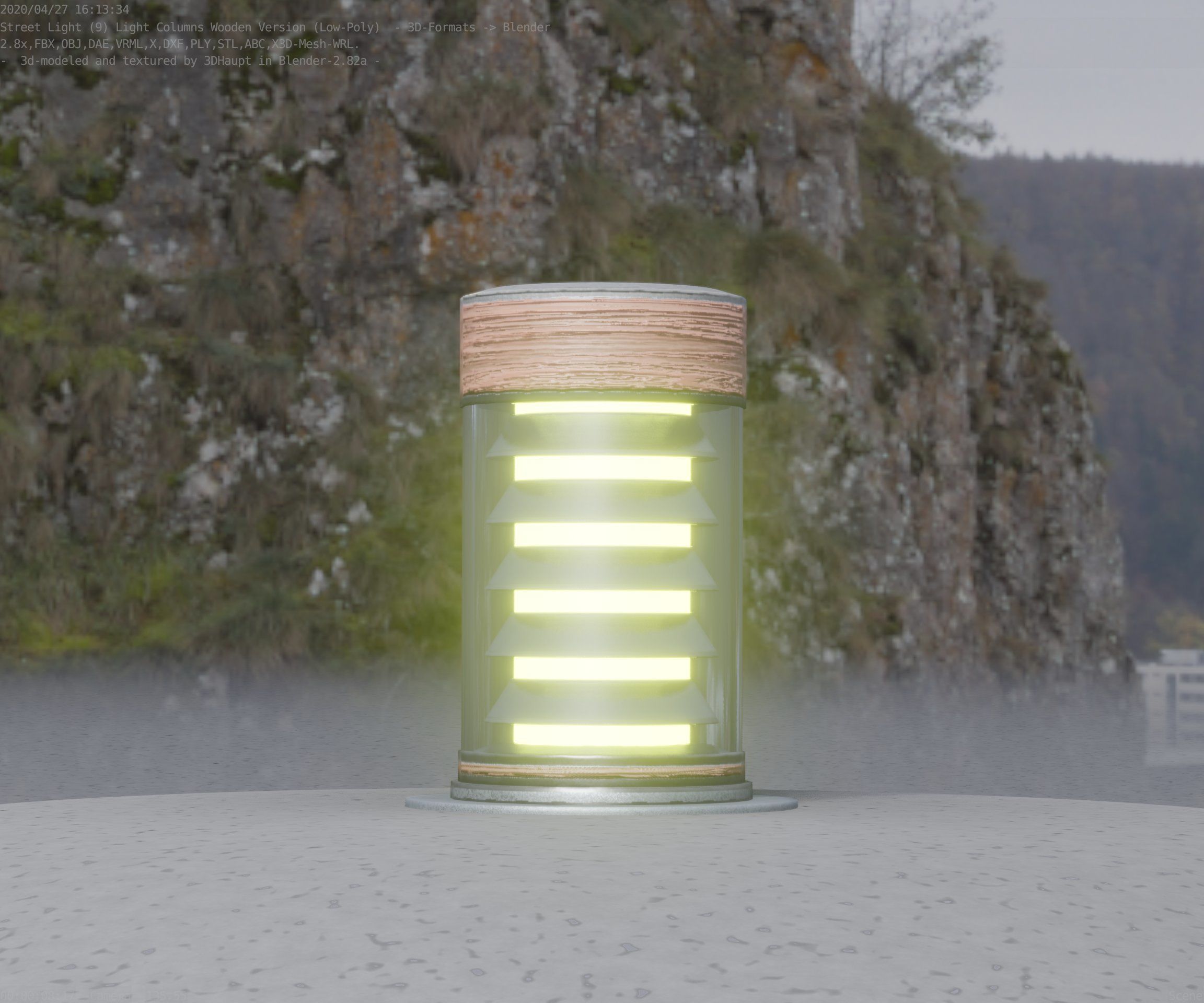 Wooden Light-Column 3 - Low-Poly Street-Light Set-9 Low-poly 3D model_9