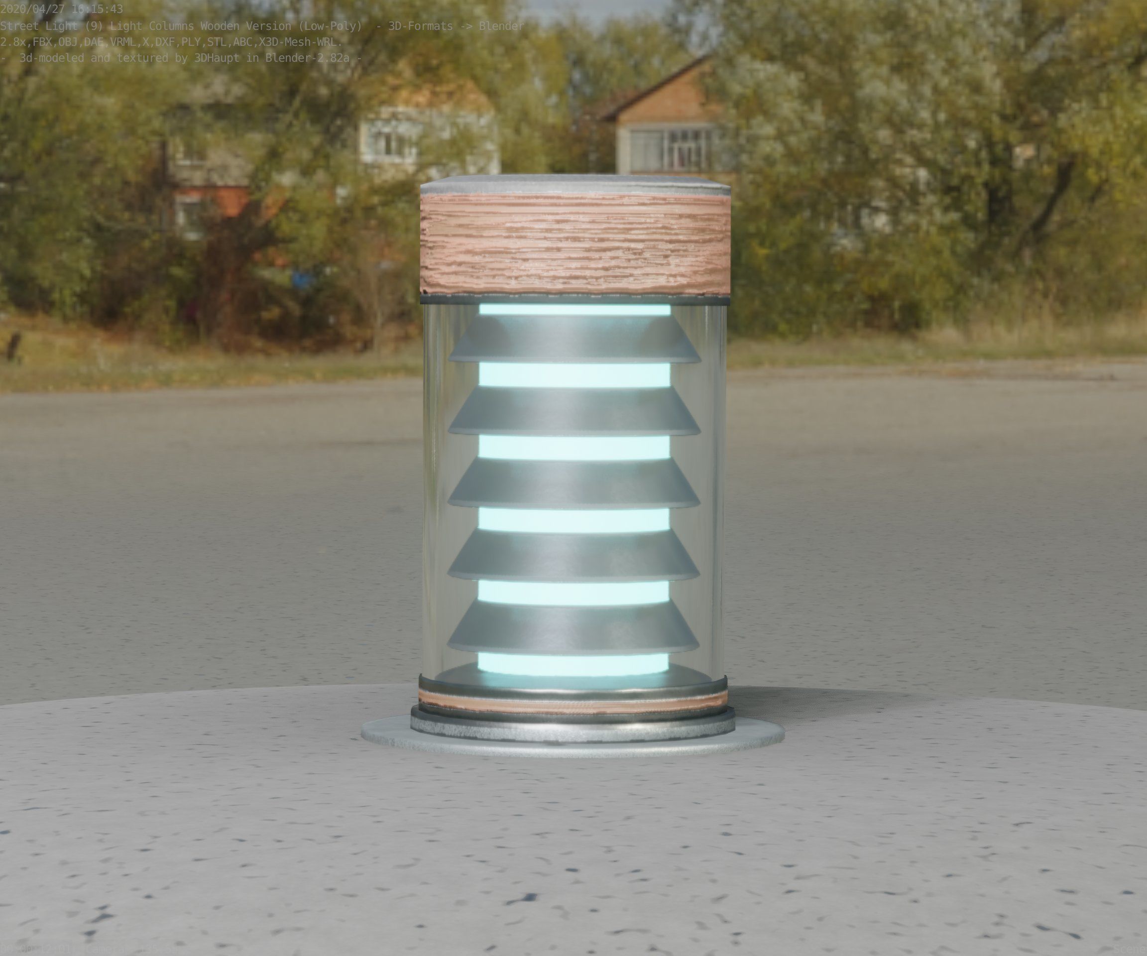 Wooden Light-Column 3 - Low-Poly Street-Light Set-9 Low-poly 3D model_89