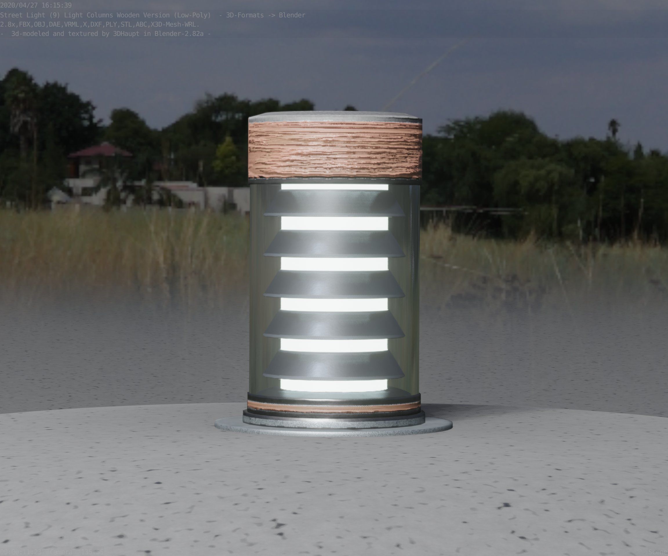 Wooden Light-Column 3 - Low-Poly Street-Light Set-9 Low-poly 3D model_87