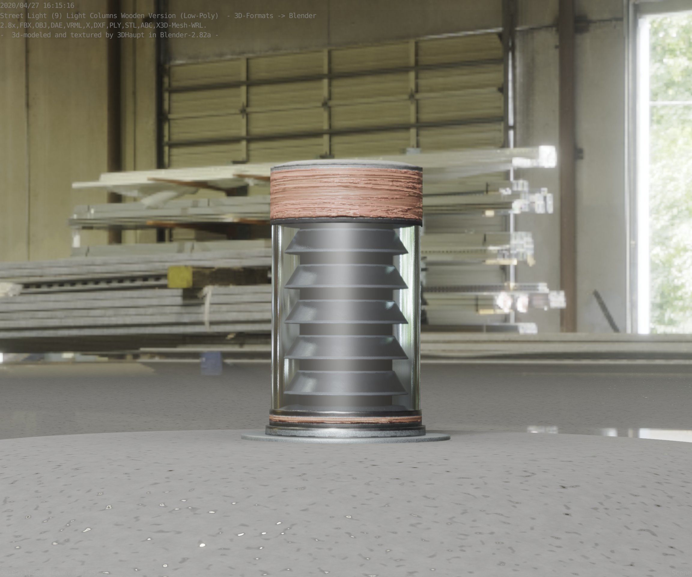 Wooden Light-Column 3 - Low-Poly Street-Light Set-9 Low-poly 3D model_70