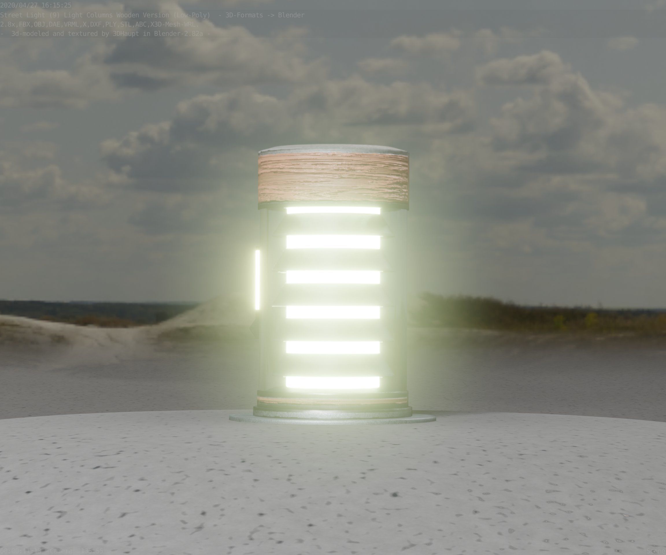 Wooden Light-Column 3 - Low-Poly Street-Light Set-9 Low-poly 3D model_77